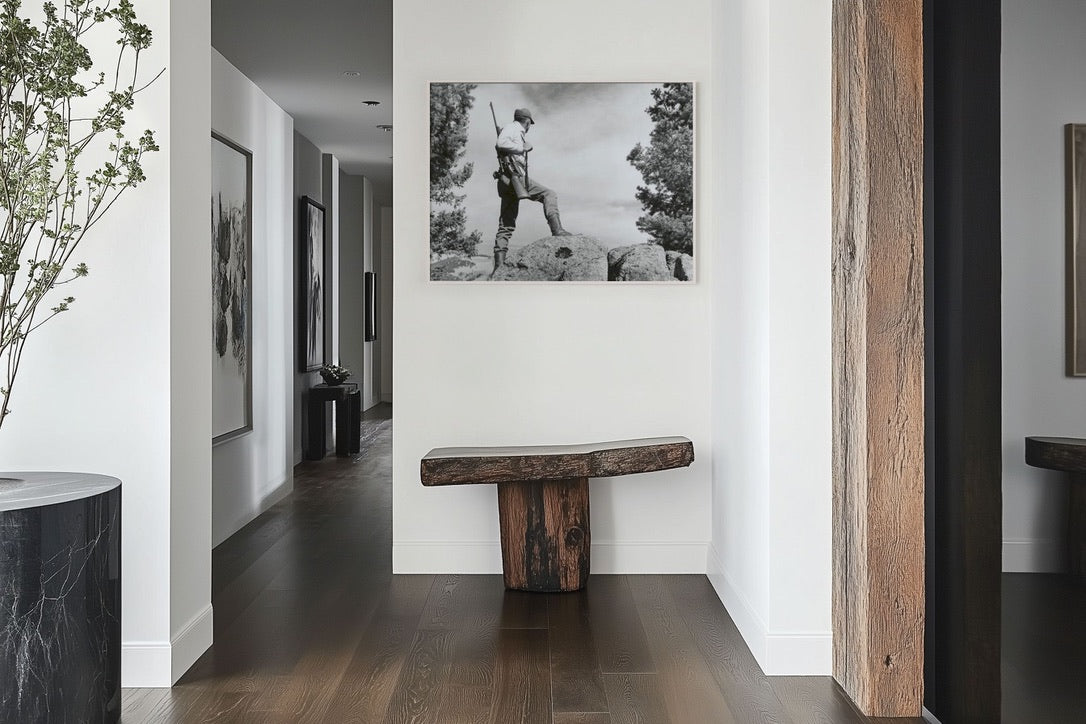 Vintage American Hunter Photograph | Black & White Outdoorsman Print | Rustic Lodge Wall Art | Historic Hunting Photography Decor