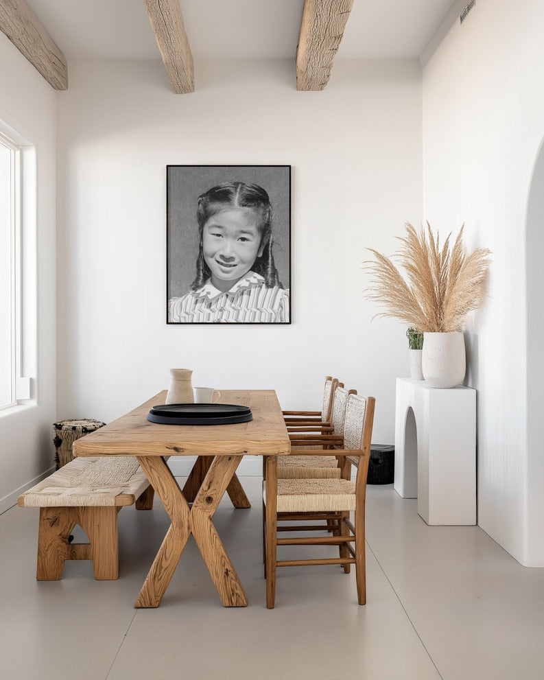 Ansel Adams — Manzanar Portrait of Japanese American Girl | Museum Quality Black & White Giclée Print | Historic Documentary Photography