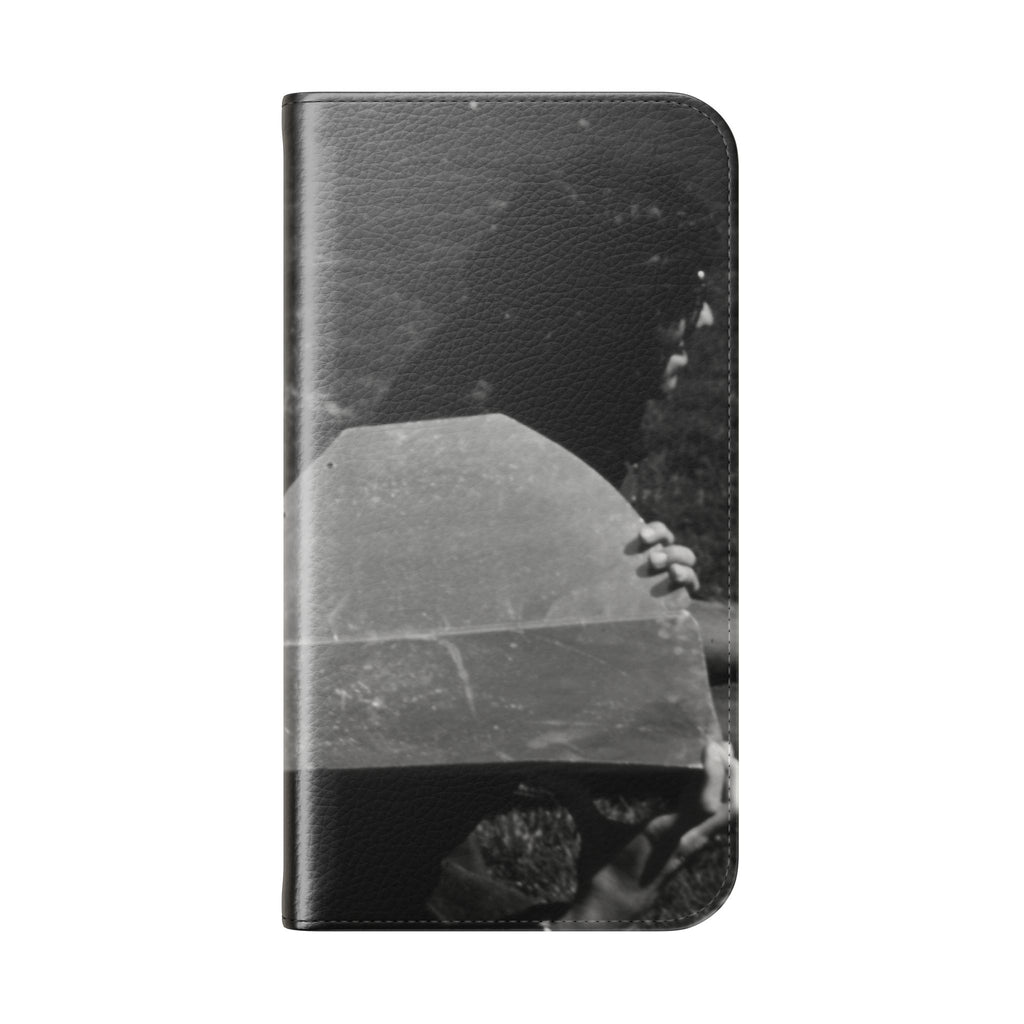 Black and White  Americana Portrait flip Phone Case | flip Case |woman sunning herself with foil | 1970s Americana | Graduation gift
