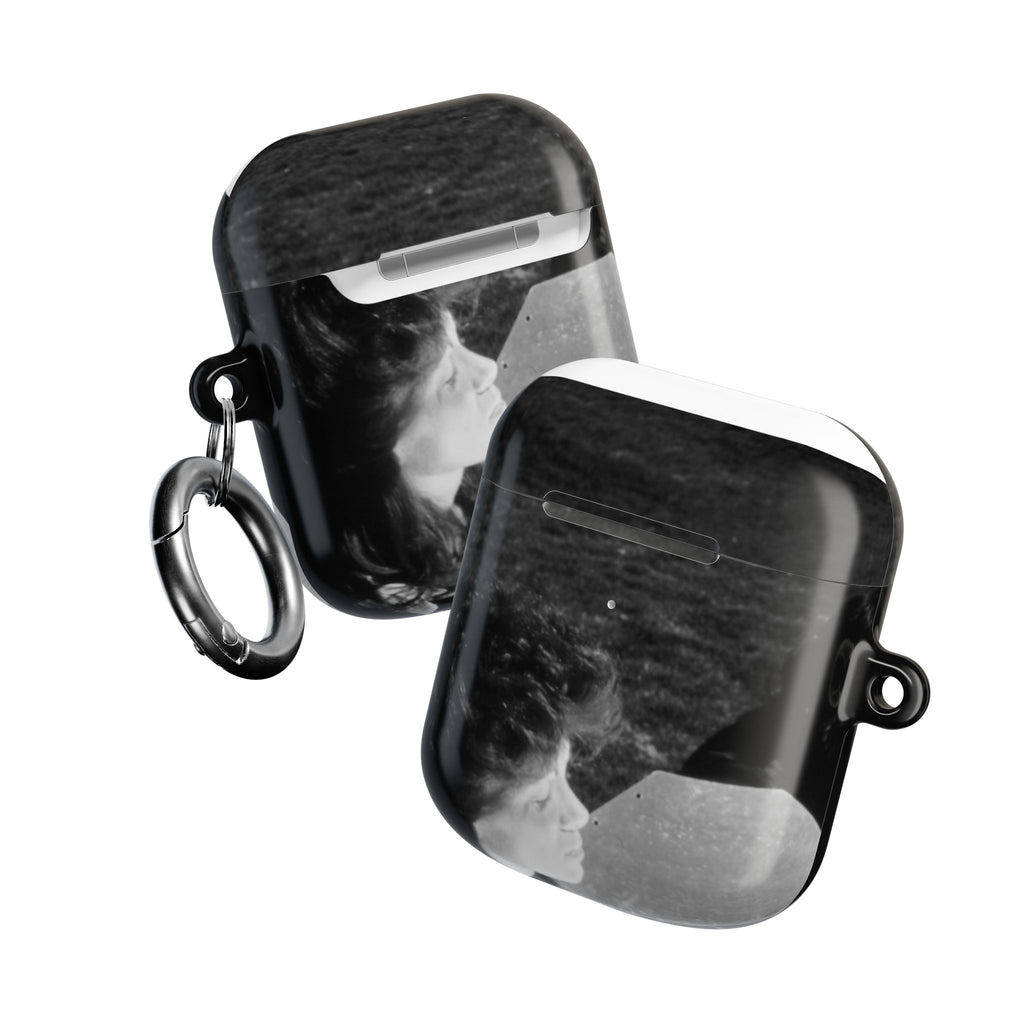 Black and White  Americana Portrait airpod Case | Magnetic Impact-Resistant Case |woman sunning herself with foil | 1970s Americana | gift