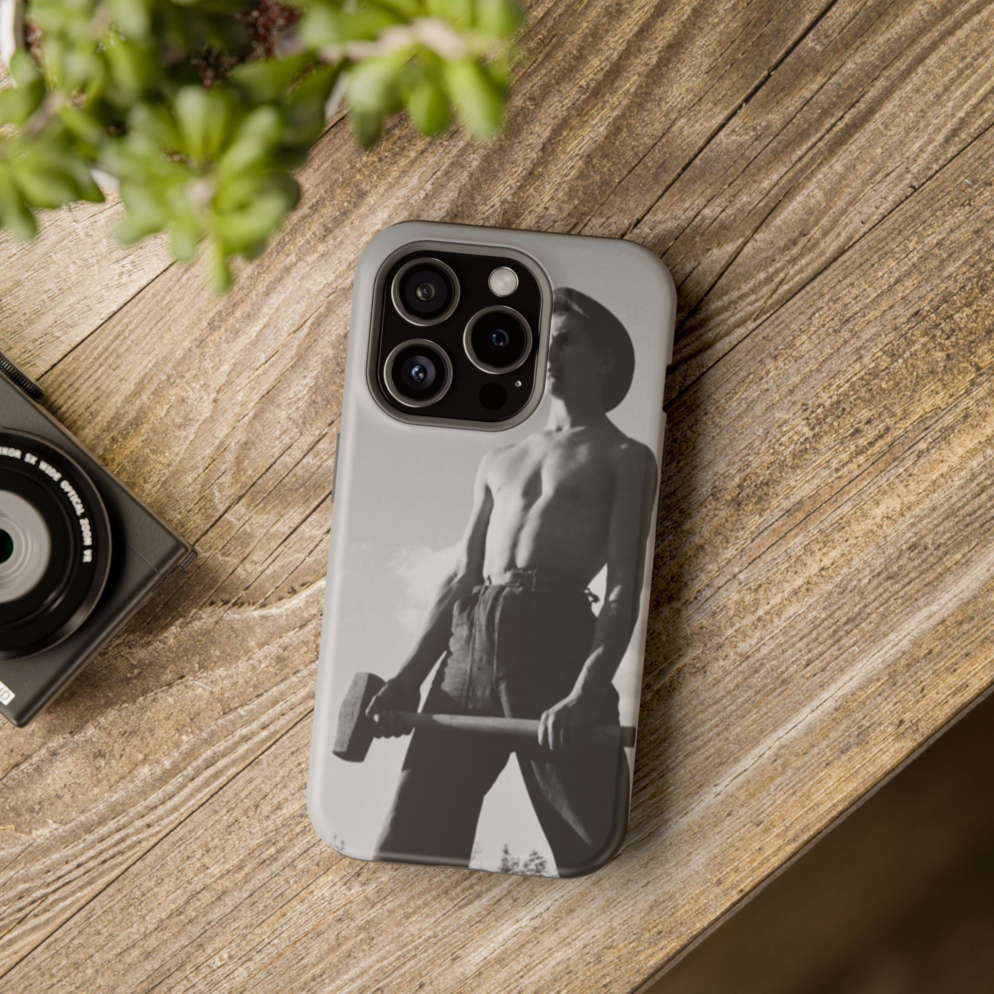 Shirtless Farmer with Sledgehammer Phone Case | Impact-Resistant Magnetic