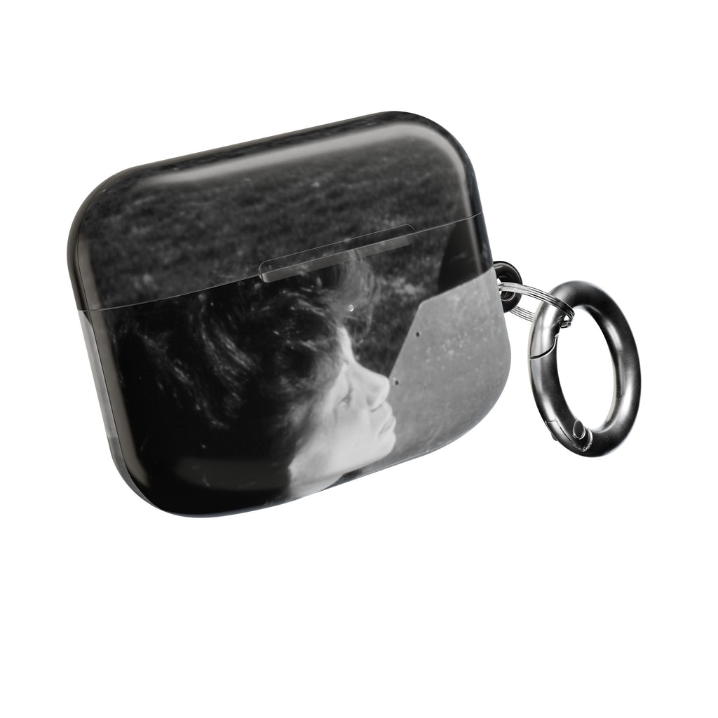 Black and White  Americana Portrait airpod Case | Magnetic Impact-Resistant Case |woman sunning herself with foil | 1970s Americana | gift