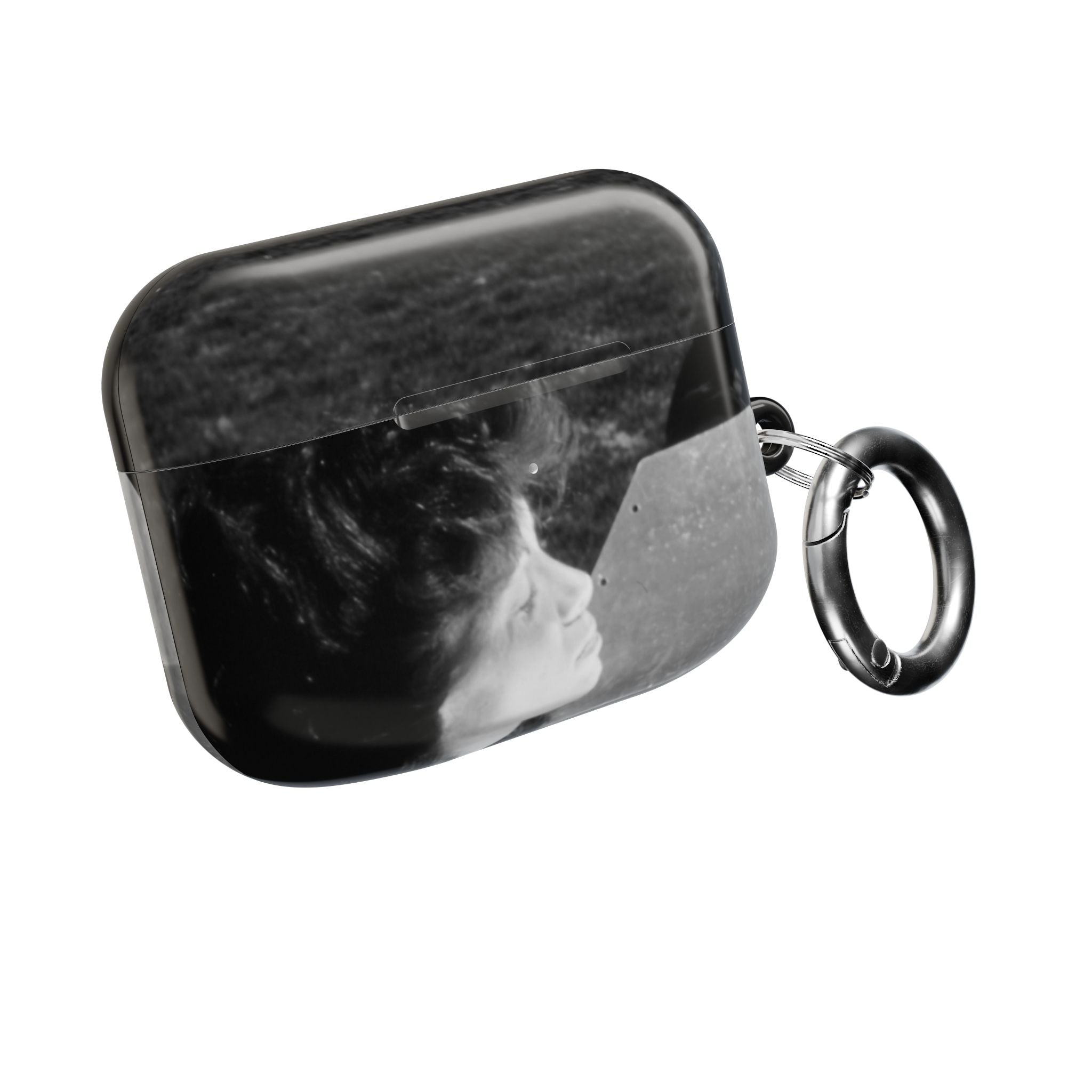 Black and White  Americana Portrait airpod Case | Magnetic Impact-Resistant Case |woman sunning herself with foil | 1970s Americana | gift