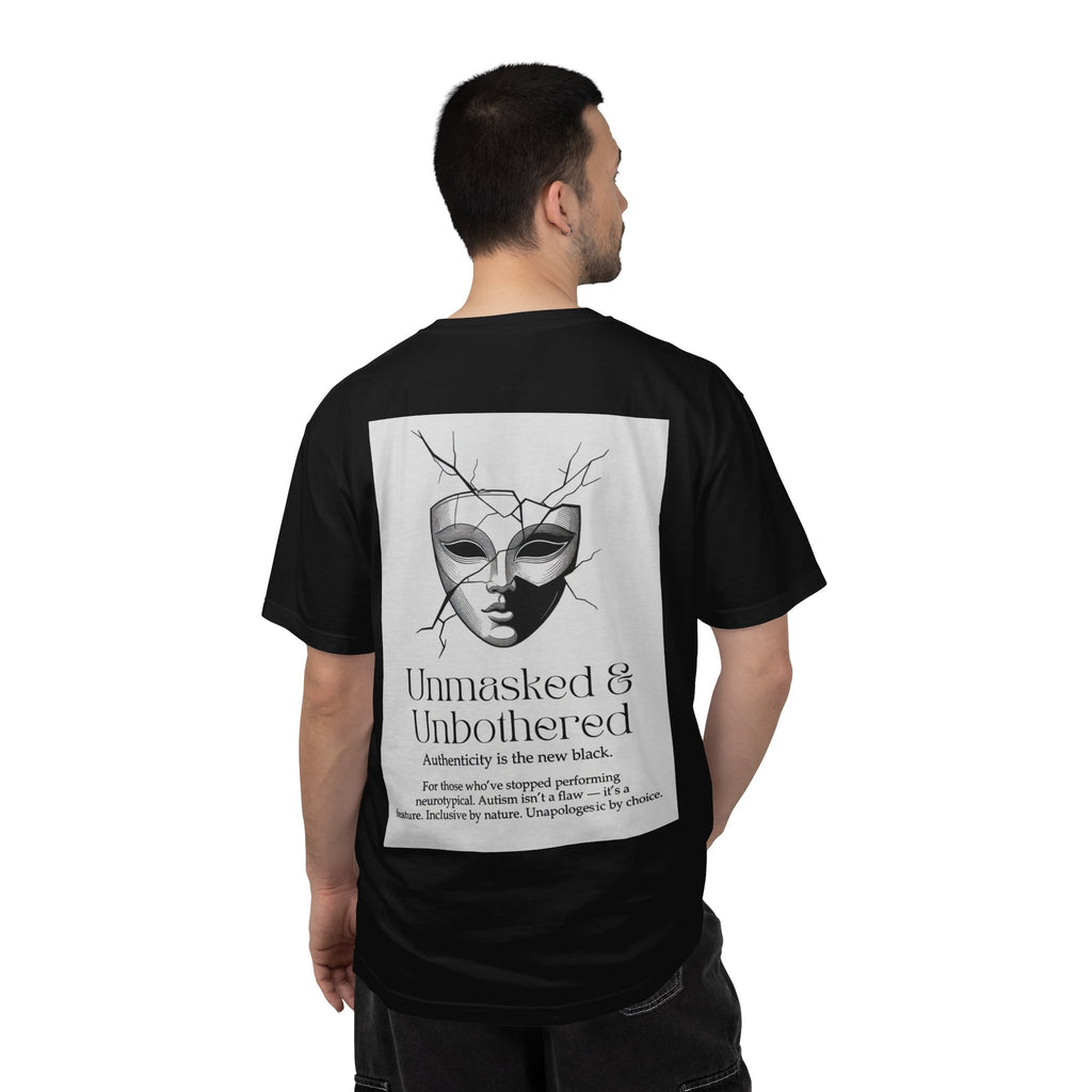 Neurodiversity Pride Acceptance t shirt |Unmasked & Unbothered T-shirt | Back Print Mask Illustration | ADHD \ Autism celebration