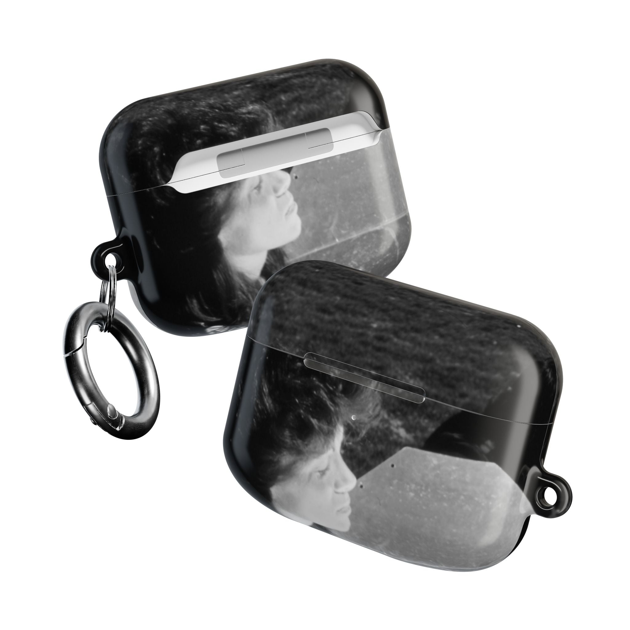 Black and White  Americana Portrait airpod Case | Magnetic Impact-Resistant Case |woman sunning herself with foil | 1970s Americana | gift