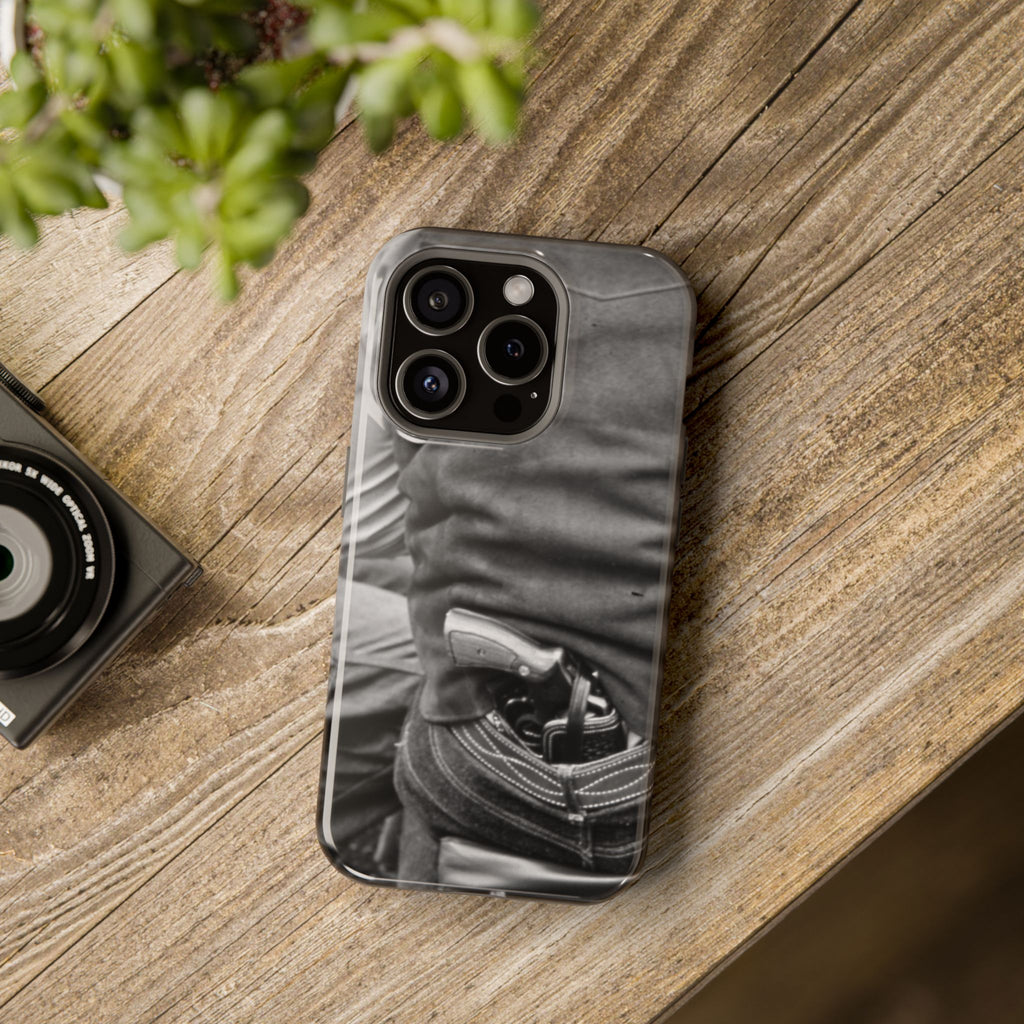 Black and White Cowboy Holster Photo Phone Case | Magnetic Impact-Resistant Case| Samsung 26 iphone 17 16 15 Monochrome Americana