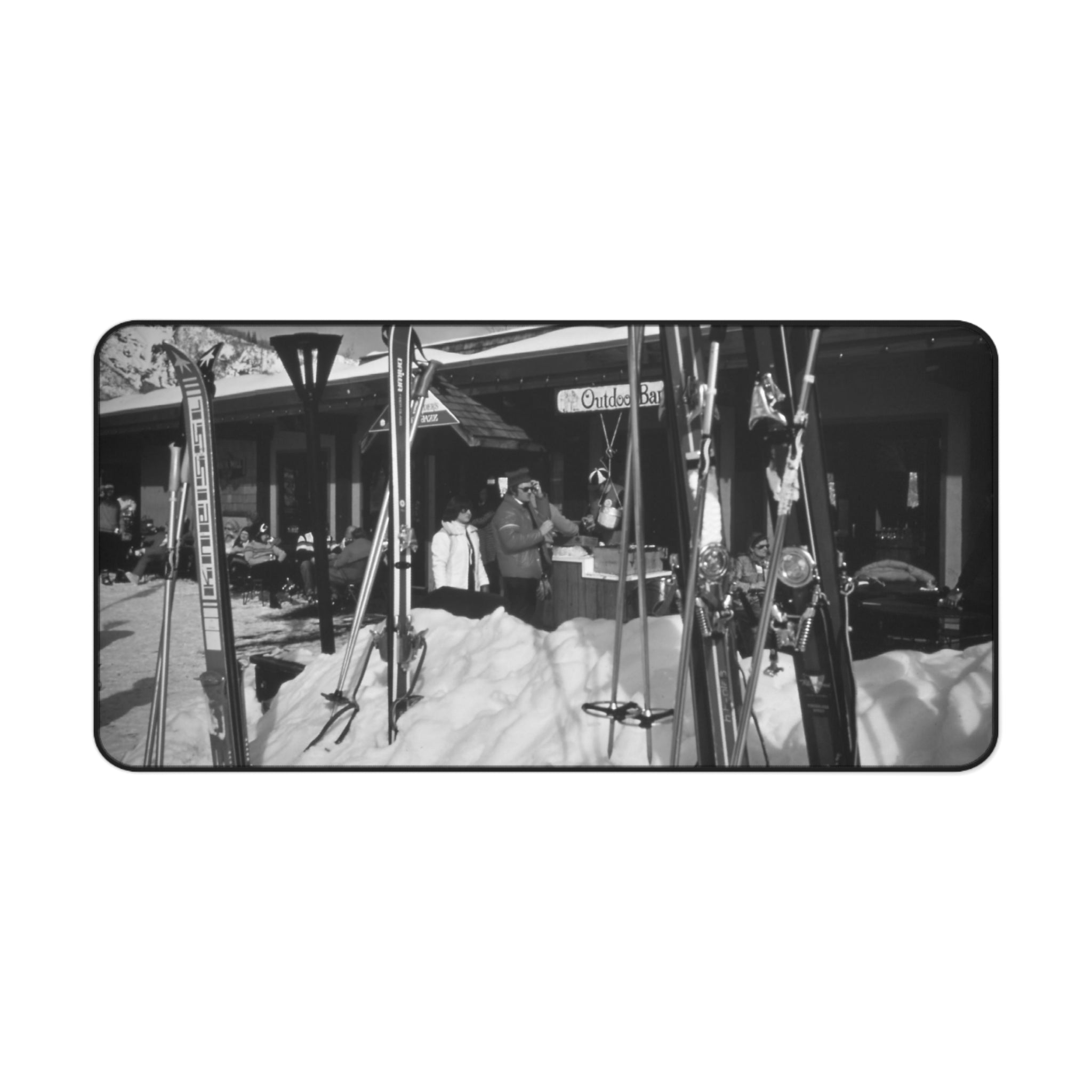 Vintage Vail Colorado Photo Desk Mat | Retro Snowy Skis Mousepad | downtown vail | ski lodge office decor | monochrome desk mat
