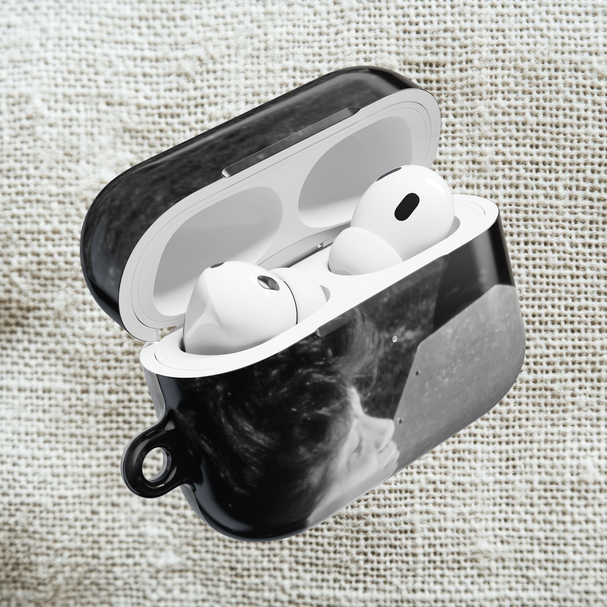 Black and White  Americana Portrait airpod Case | Magnetic Impact-Resistant Case |woman sunning herself with foil | 1970s Americana | gift