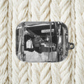 Vintage Black and White Market Photo AirPod Case | Retro Street Scene