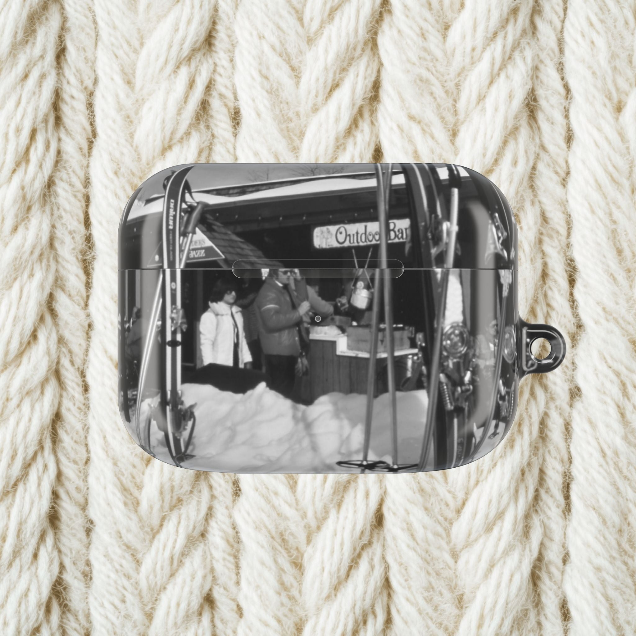 Vintage Black and White Market Photo AirPod Case | Retro Street Scene