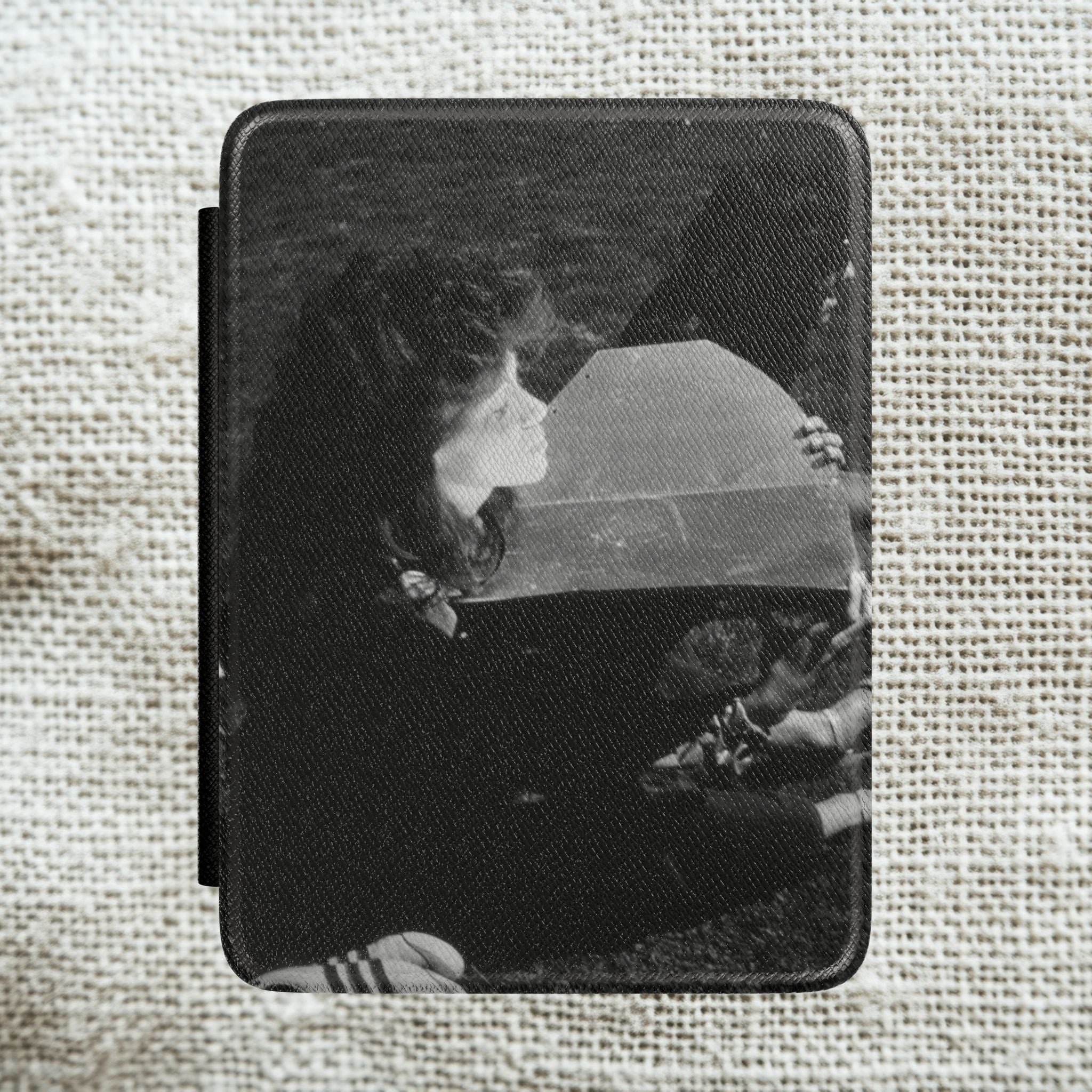 Black and White  Americana Portrait kindle Case | Nostalgic case for kindle |woman sunning herself with foil | 1970s Americana | gift