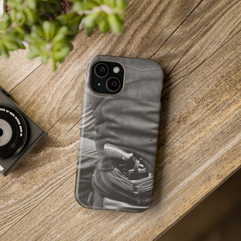 Black and White Cowboy Holster Photo Phone Case | Magnetic Impact-Resistant Case| Samsung 26 iphone 17 16 15 Monochrome Americana