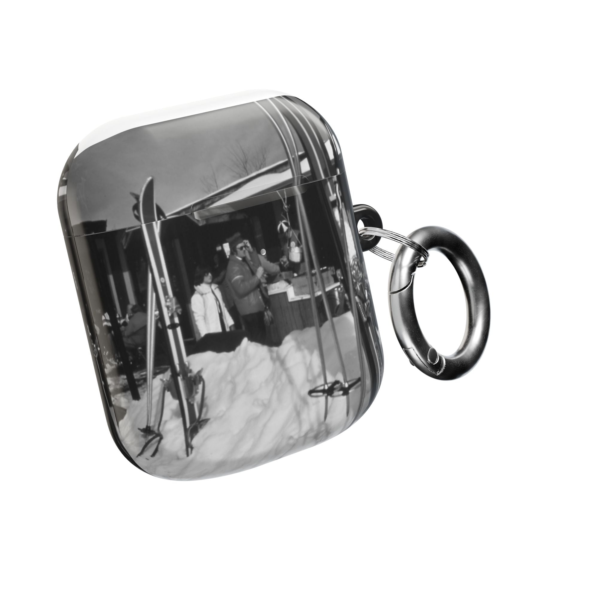Vintage Black and White Market Photo AirPod Case | Retro Street Scene