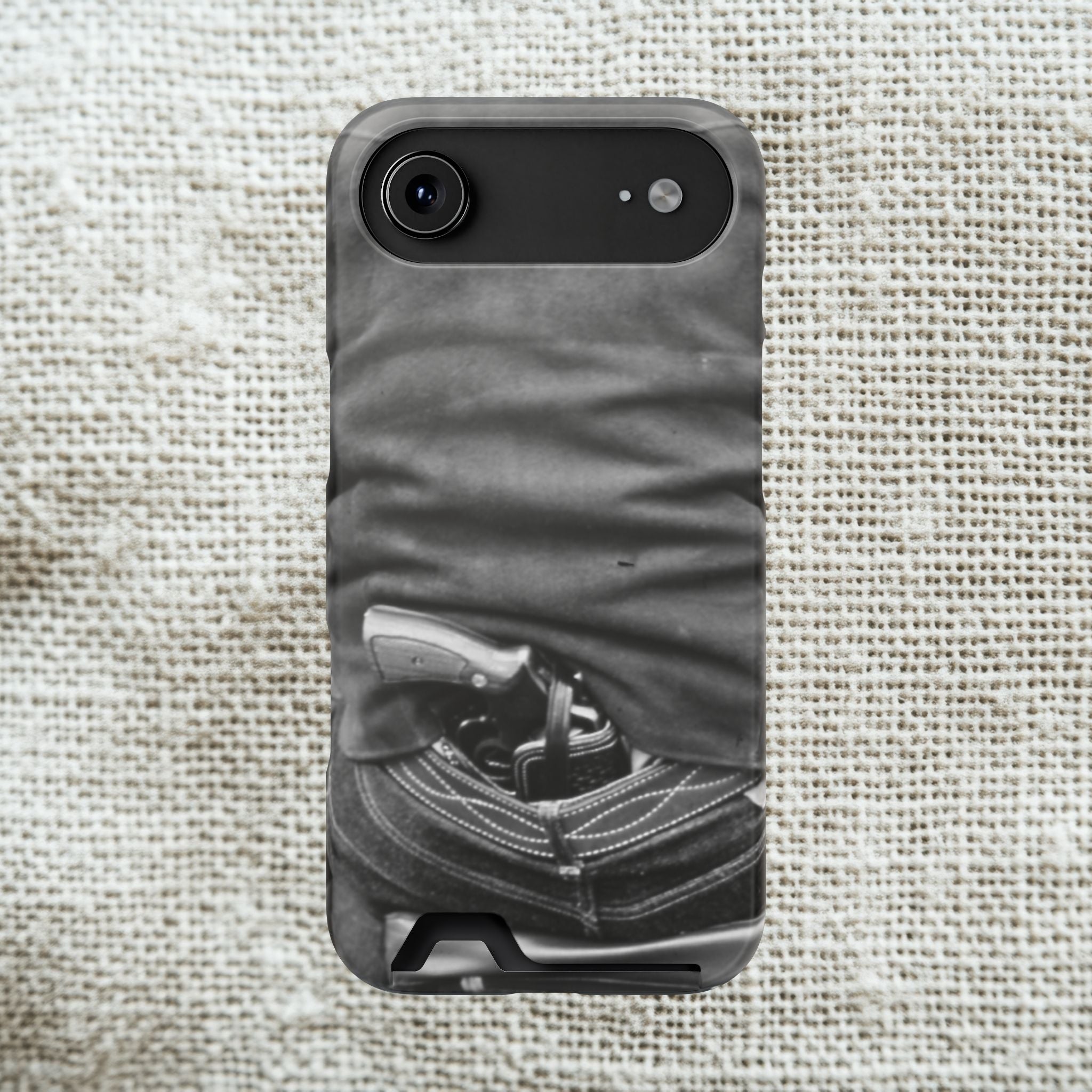 Vintage Revolver in Pocket phone case 2 card holder | Samsung 26 iphone 17 16 15 | Masculine | Monochrome Americana | rustic office decor