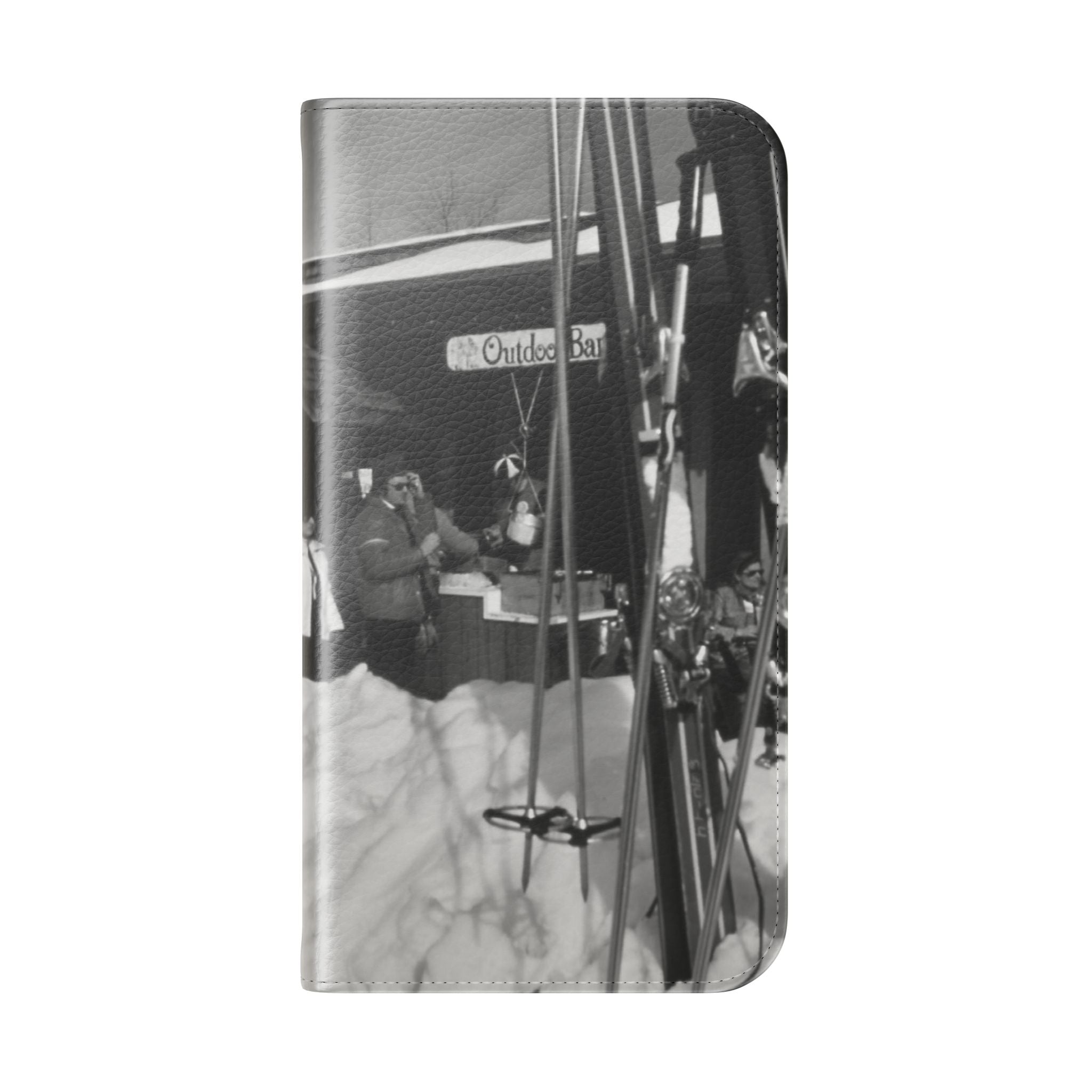 Vintage Ski Resort Photo Flip Case | Phone Wallet Cover | monochrome Americana