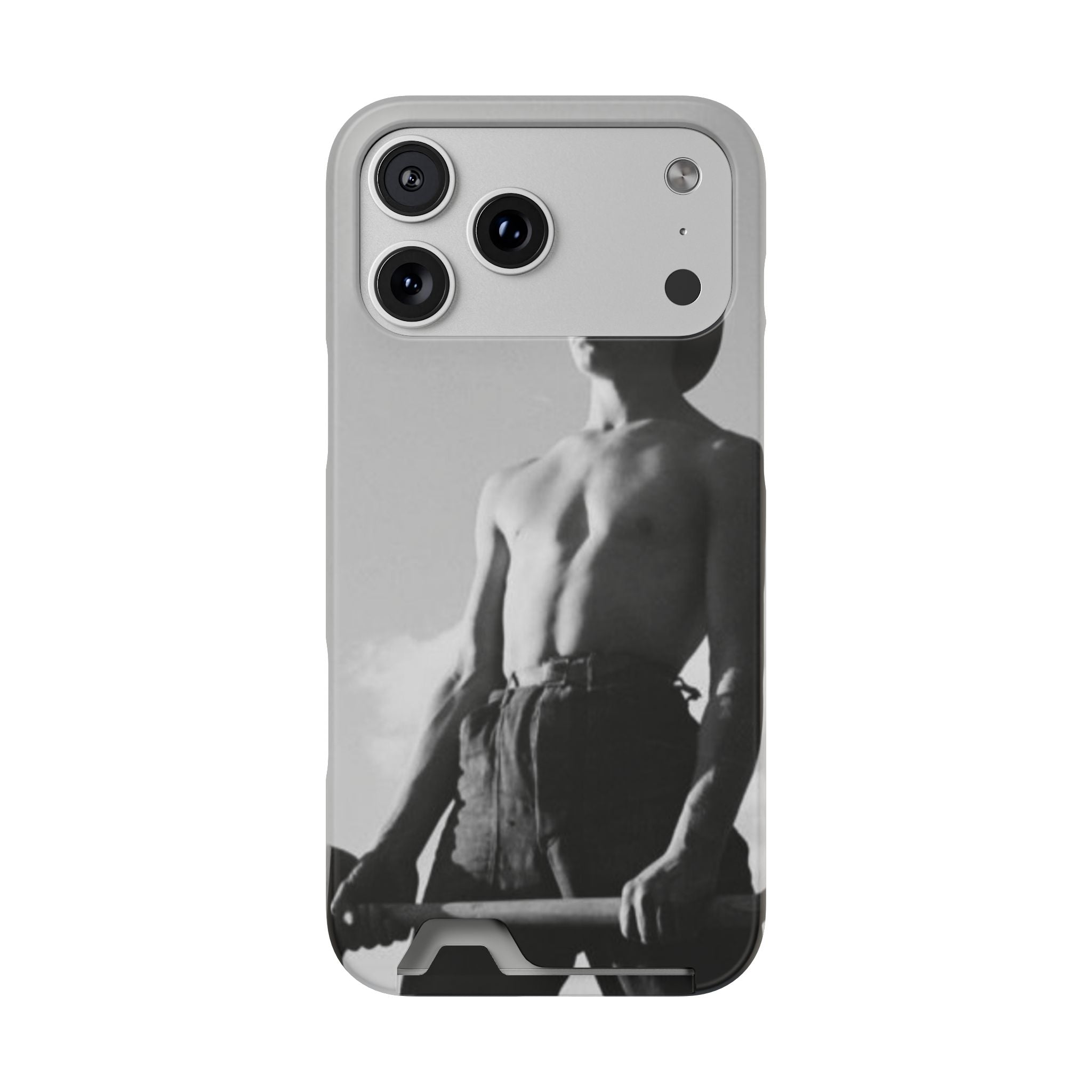 Masculine Black and White Shirtless Cowboy Phone Case with Card Holder | iphone 17 16 15 s26 | gift for him her