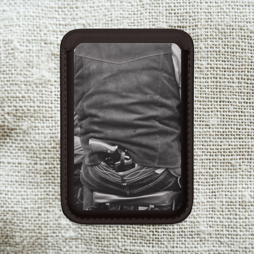 Black and White Photo Pistol in Pocket Magsafe Wallet | Matching products for home office | masculine | monochrome Americana