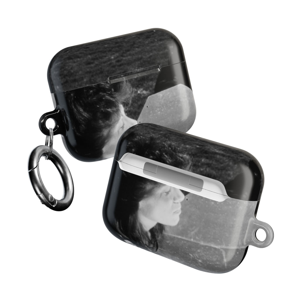 Black and White  Americana Portrait airpod Case | Magnetic Impact-Resistant Case |woman sunning herself with foil | 1970s Americana | gift