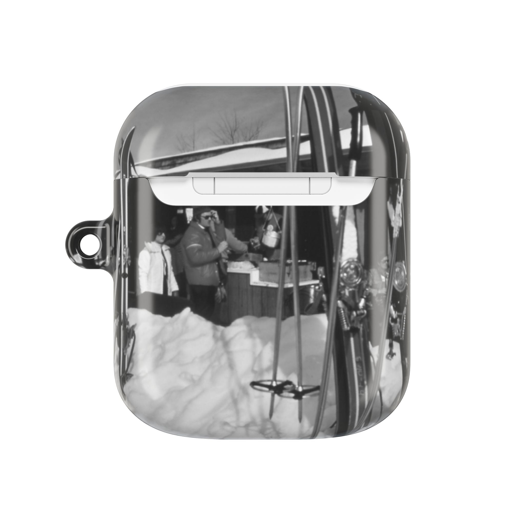 Vintage Black and White Market Photo AirPod Case | Retro Street Scene