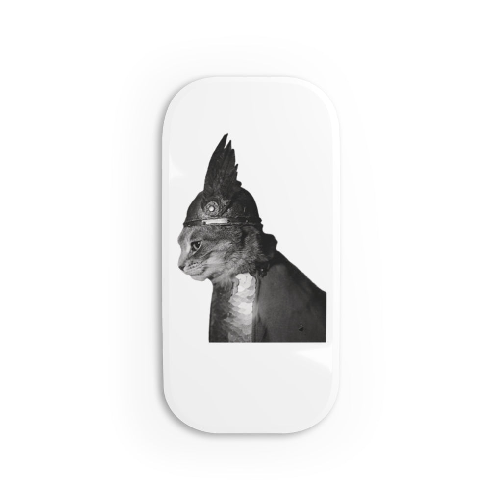 Monochrome Gladiator cat with helmet  Punk Cat Phone Grip | Black White Illustration | minimalism | cat mom dad gift | Industrial decor