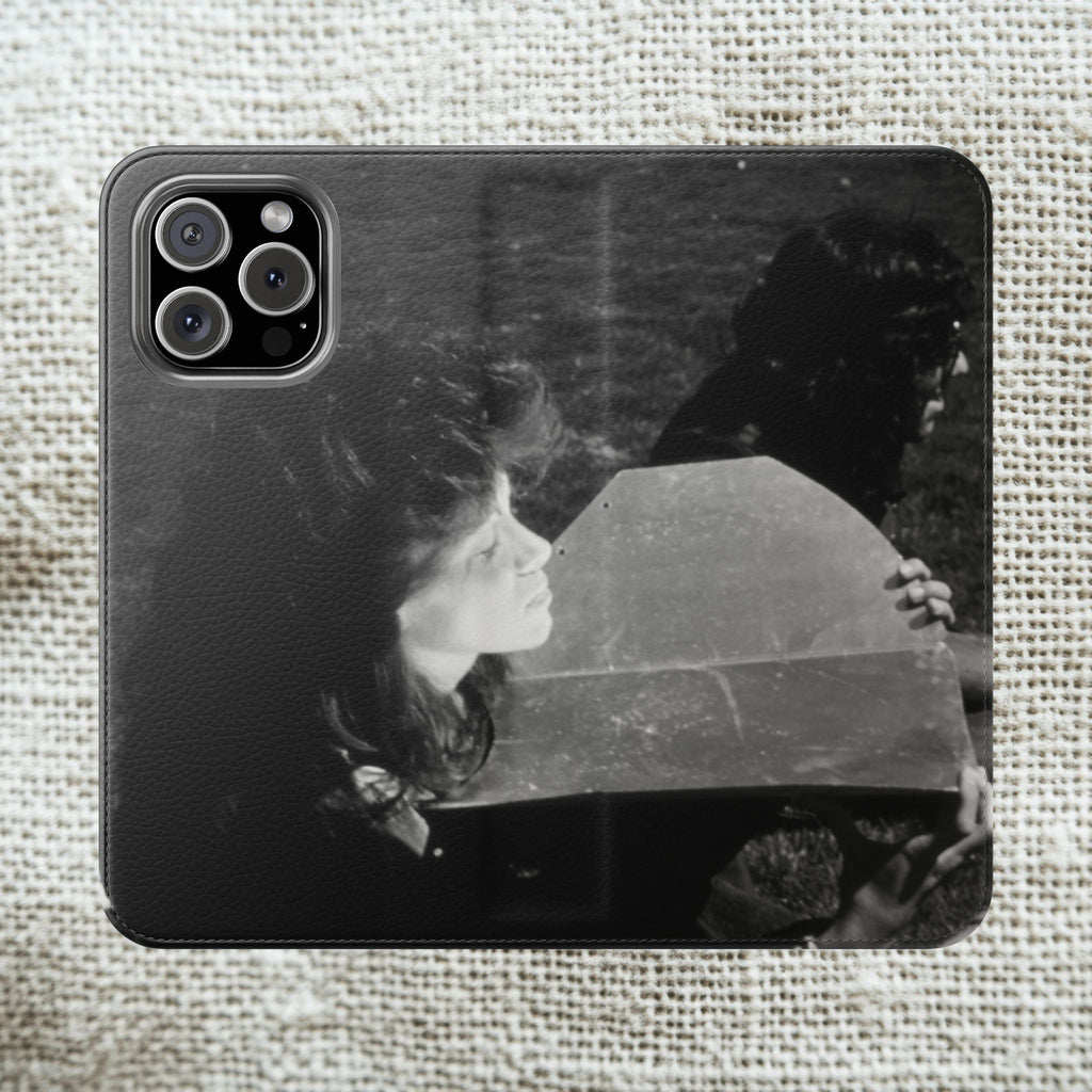 Black and White  Americana Portrait flip Phone Case | flip Case |woman sunning herself with foil | 1970s Americana | Graduation gift