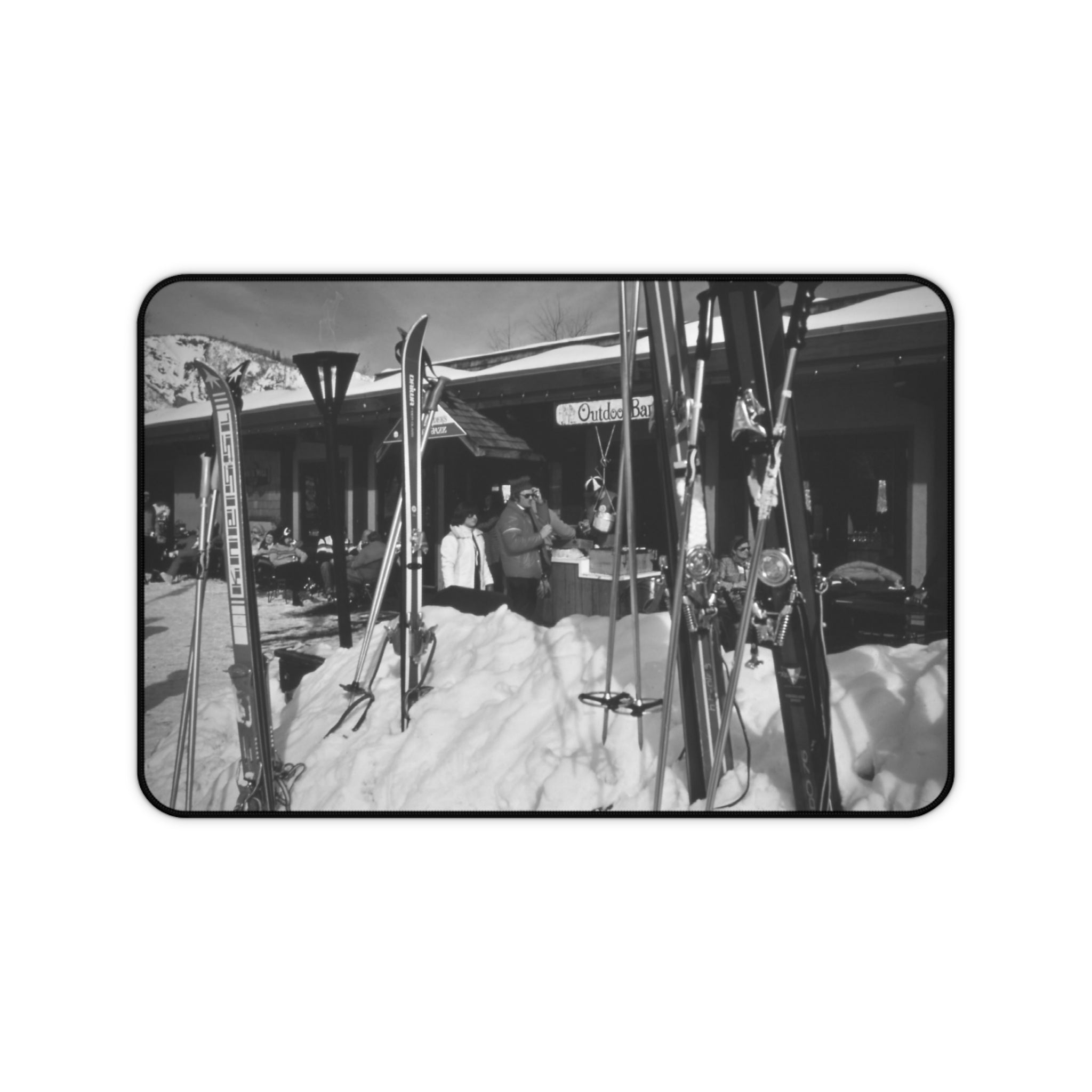 Vintage Vail Colorado Photo Desk Mat | Retro Snowy Skis Mousepad | downtown vail | ski lodge office decor | monochrome desk mat