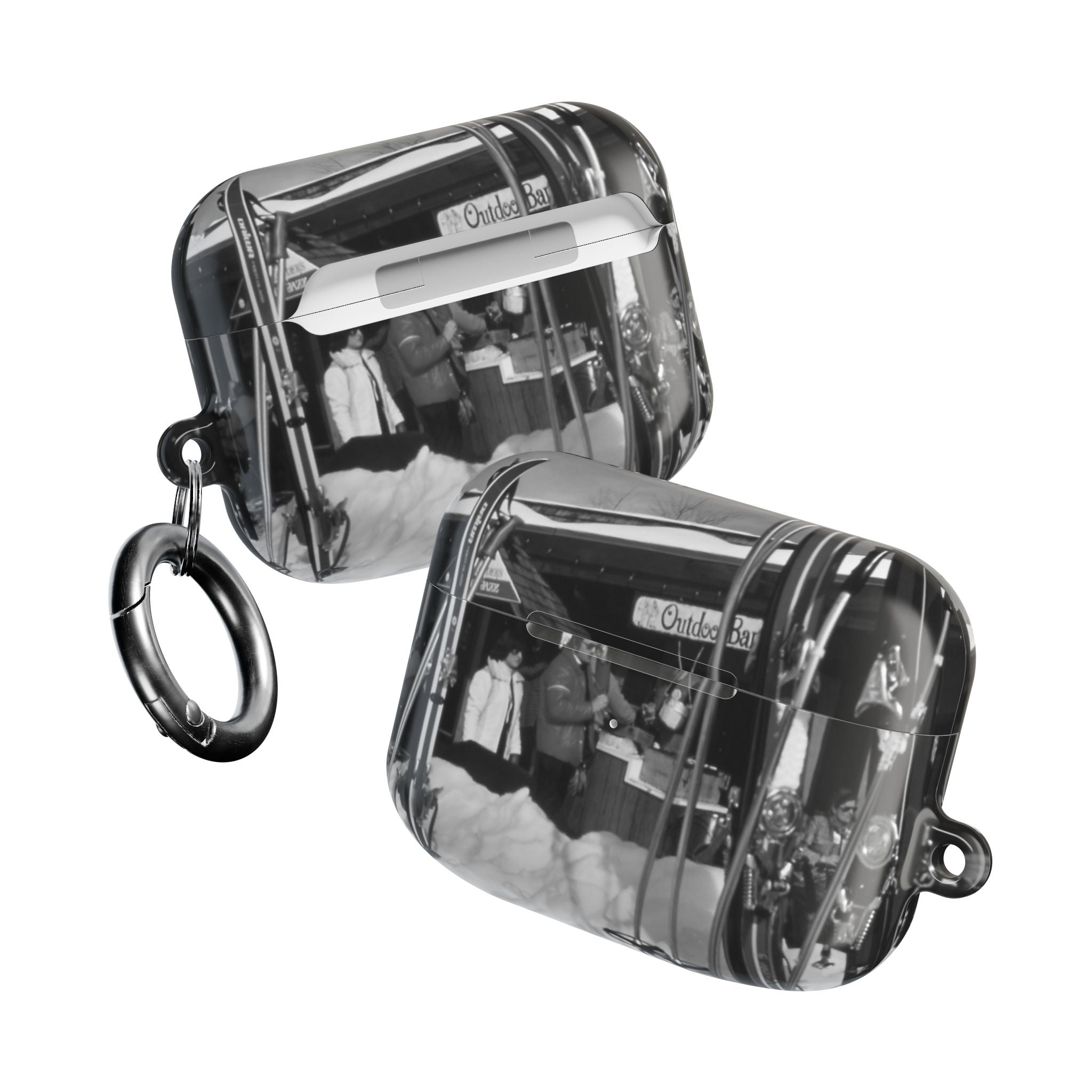 Vintage Black and White Market Photo AirPod Case | Retro Street Scene