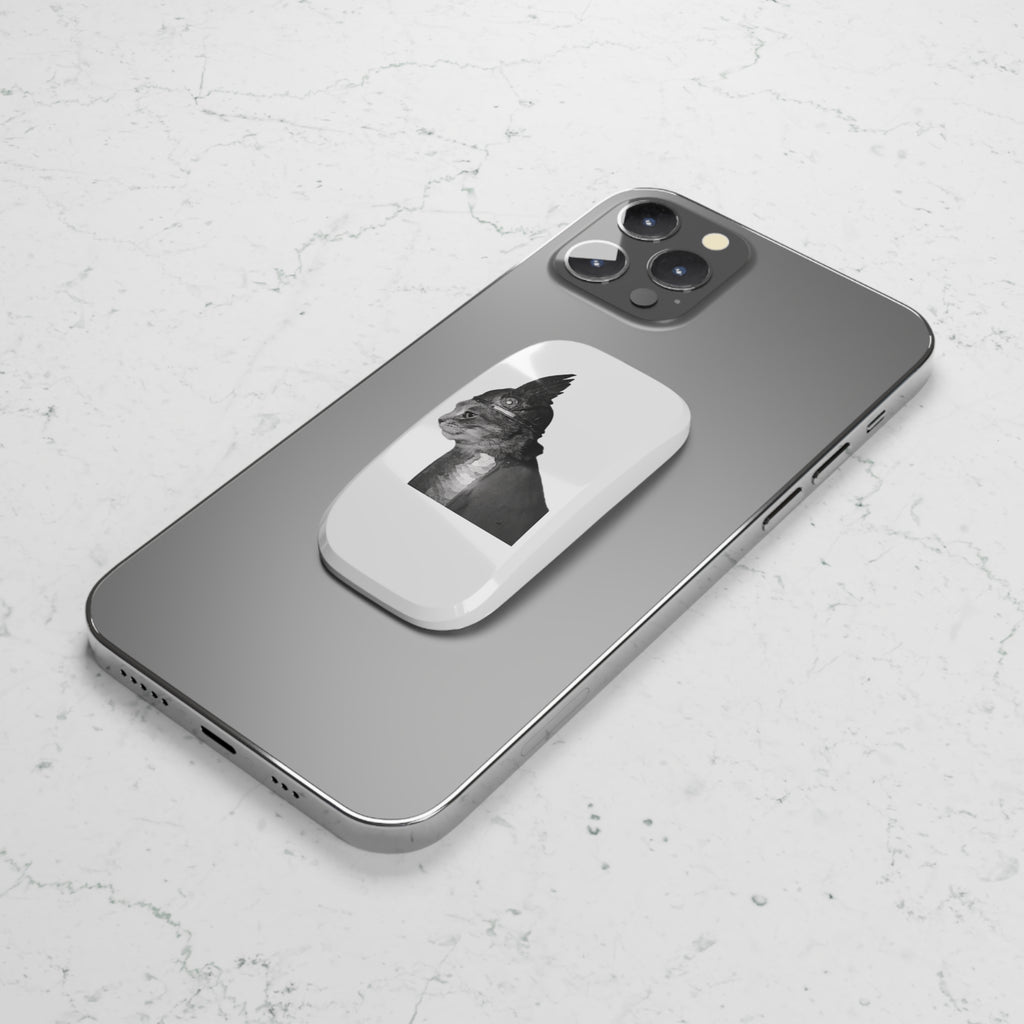 Monochrome Gladiator cat with helmet  Punk Cat Phone Grip | Black White Illustration | minimalism | cat mom dad gift | Industrial decor