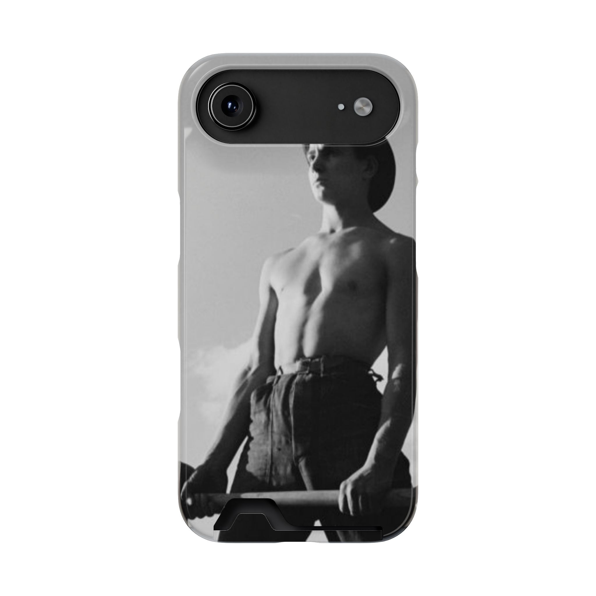 Masculine Black and White Shirtless Cowboy Phone Case with Card Holder | iphone 17 16 15 s26 | gift for him her