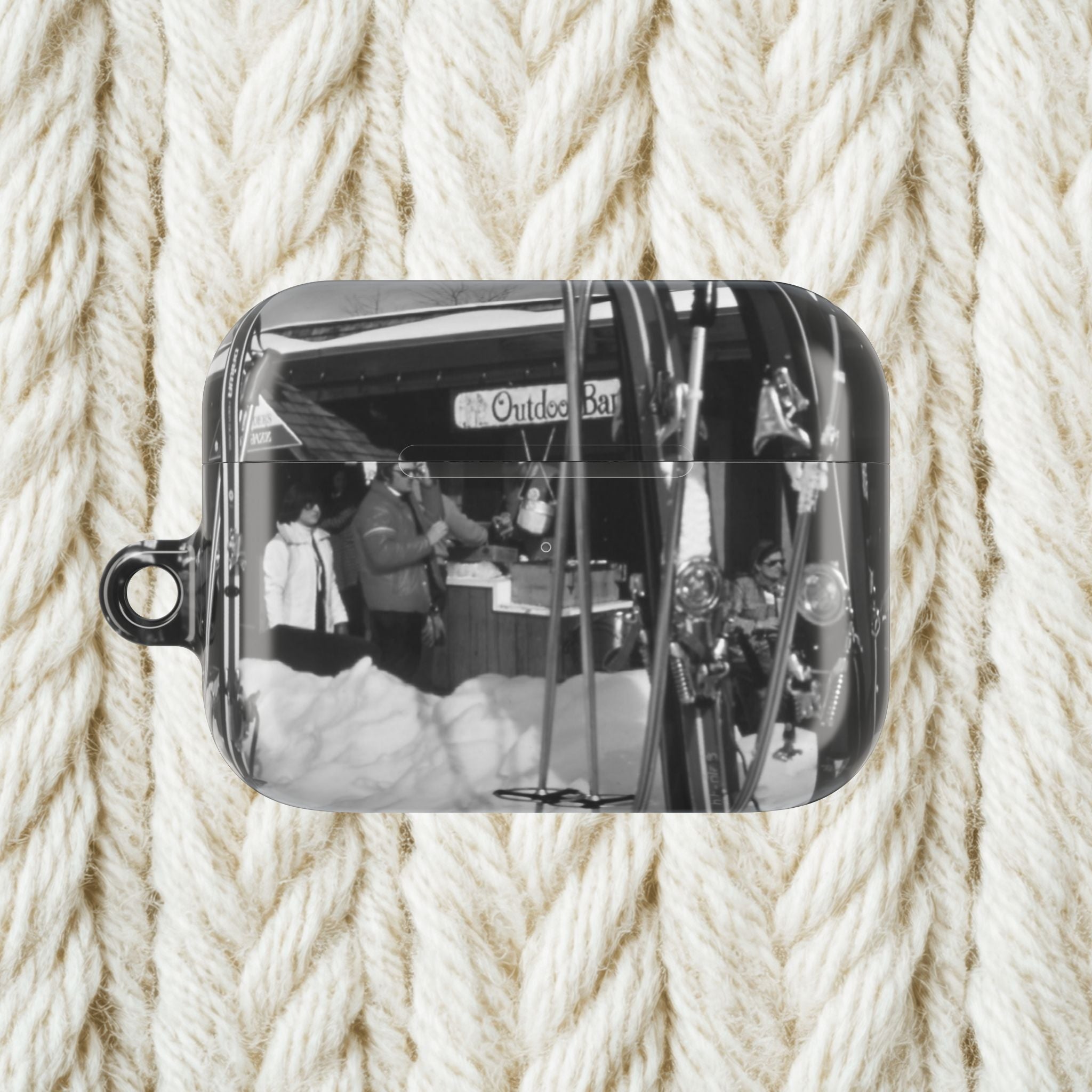 Vintage Black and White Market Photo AirPod Case | Retro Street Scene
