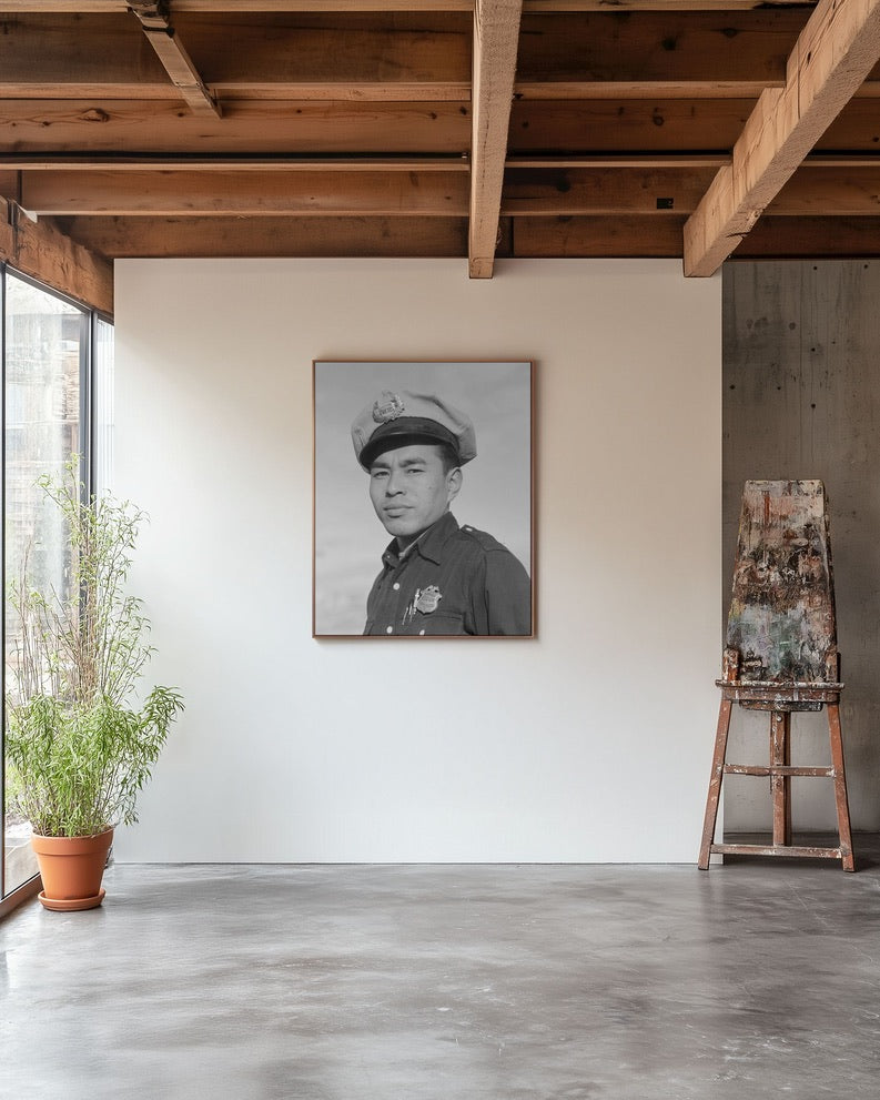Ansel Adams — Manzanar Police Officer Portrait (1943) | Historic Black & White Photography | Museum Quality Wall Art | gift ready