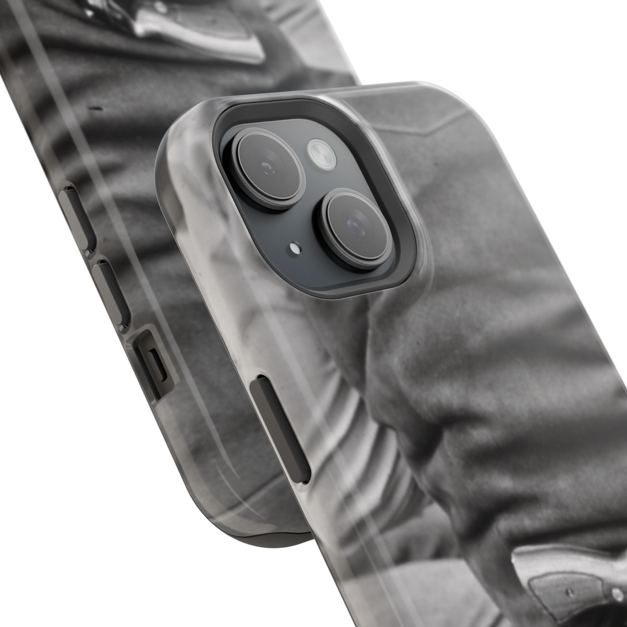 Black and White Cowboy Holster Photo Phone Case | Magnetic Impact-Resistant Case| Samsung 26 iphone 17 16 15 Monochrome Americana