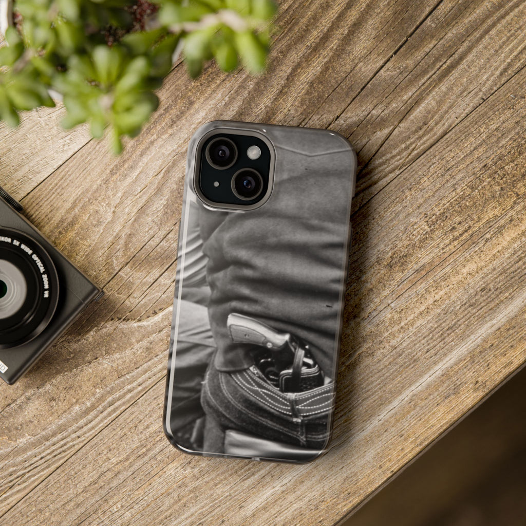 Black and White Cowboy Holster Photo Phone Case | Magnetic Impact-Resistant Case| Samsung 26 iphone 17 16 15 Monochrome Americana