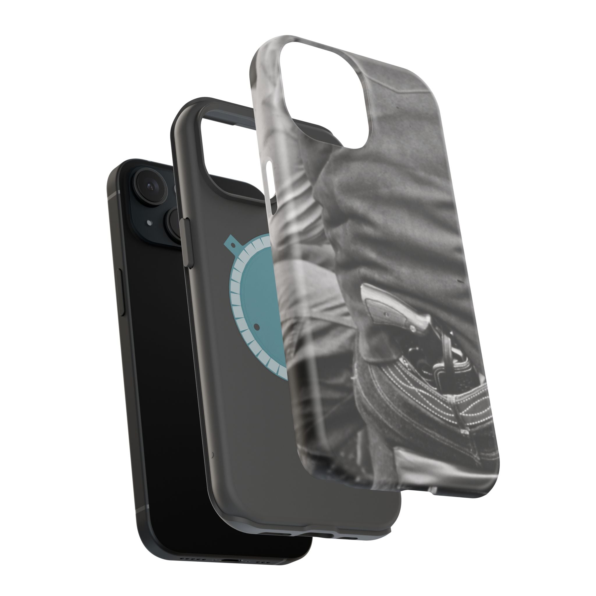 Black and White Cowboy Holster Photo Phone Case | Magnetic Impact-Resistant Case| Samsung 26 iphone 17 16 15 Monochrome Americana