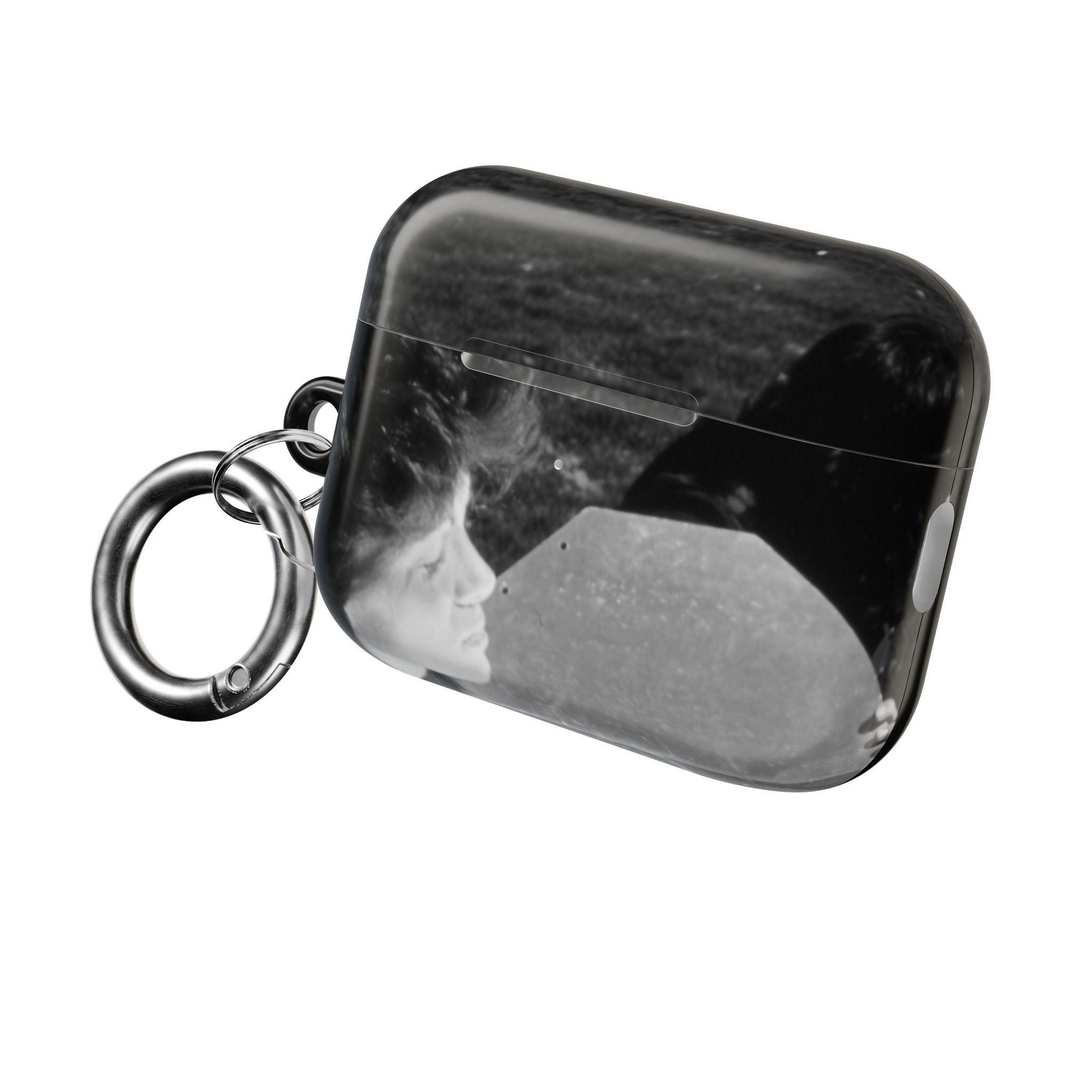 Black and White  Americana Portrait airpod Case | Magnetic Impact-Resistant Case |woman sunning herself with foil | 1970s Americana | gift