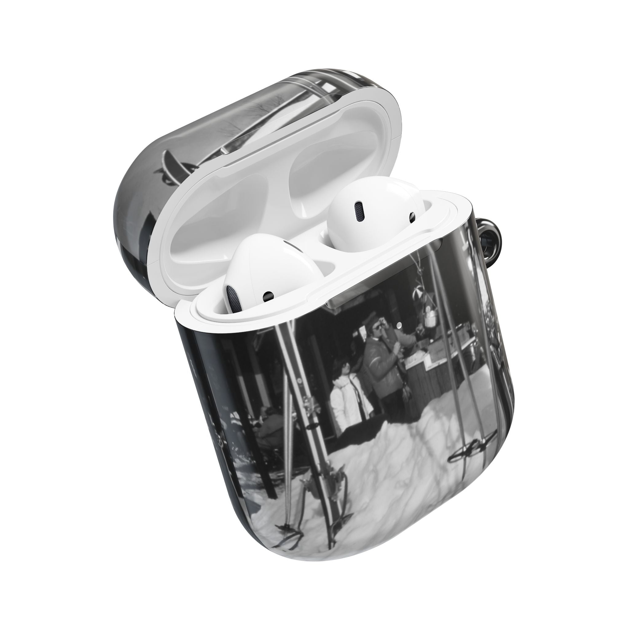 Vintage Black and White Market Photo AirPod Case | Retro Street Scene