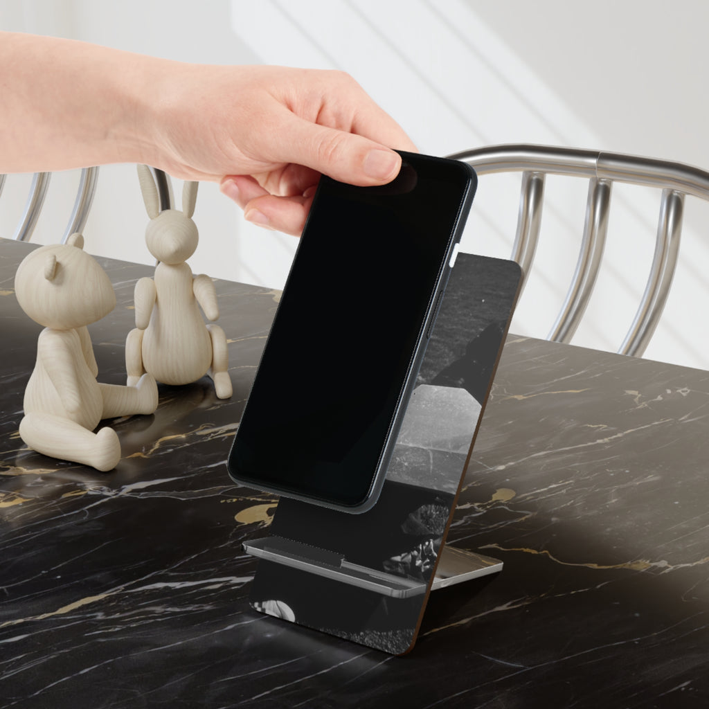 Black and White  Americana Portrait Phone stand | artistic stand for phone  |woman sunning herself with foil | 1970s Americana | gift