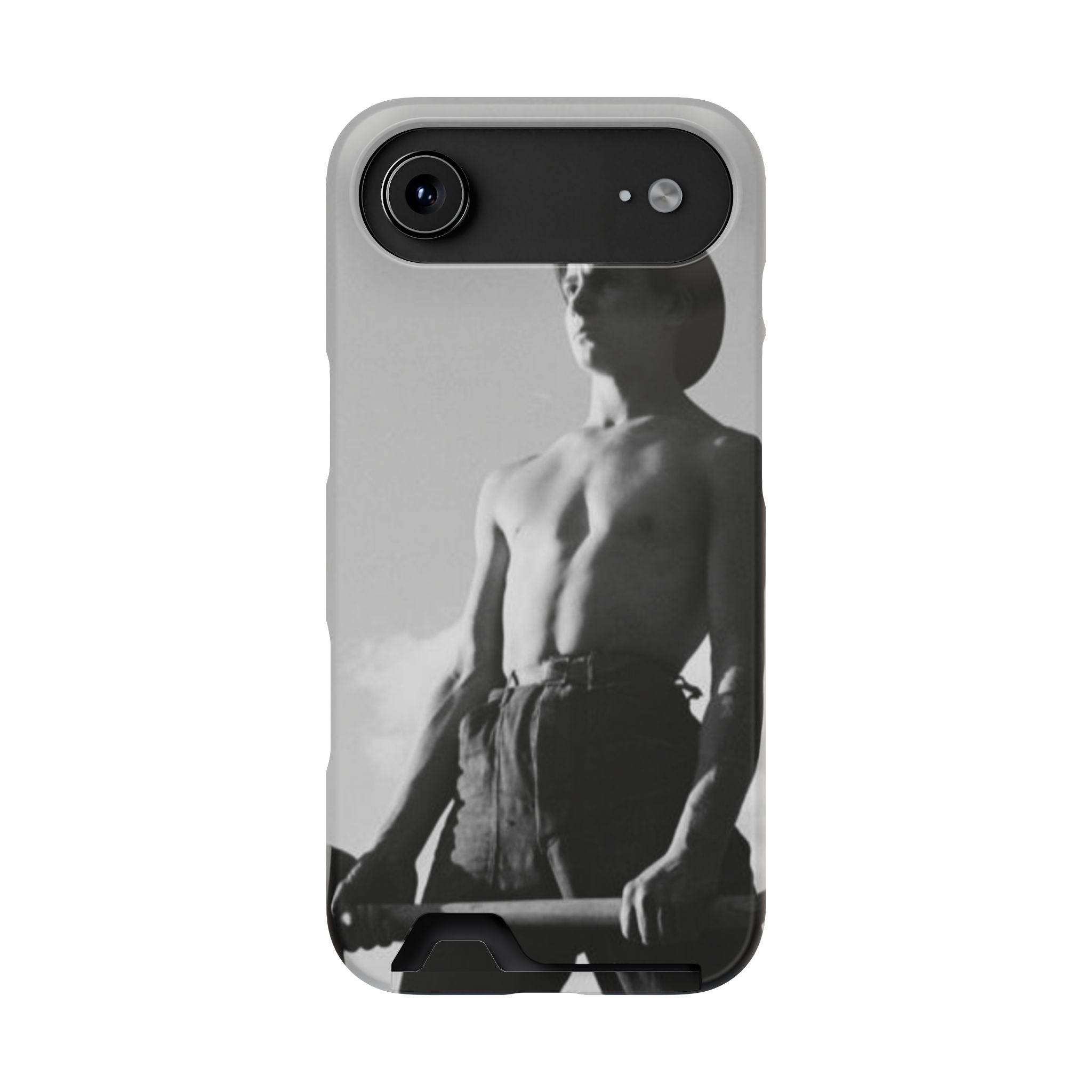 Masculine Black and White Shirtless Cowboy Phone Case with Card Holder | iphone 17 16 15 s26 | gift for him her