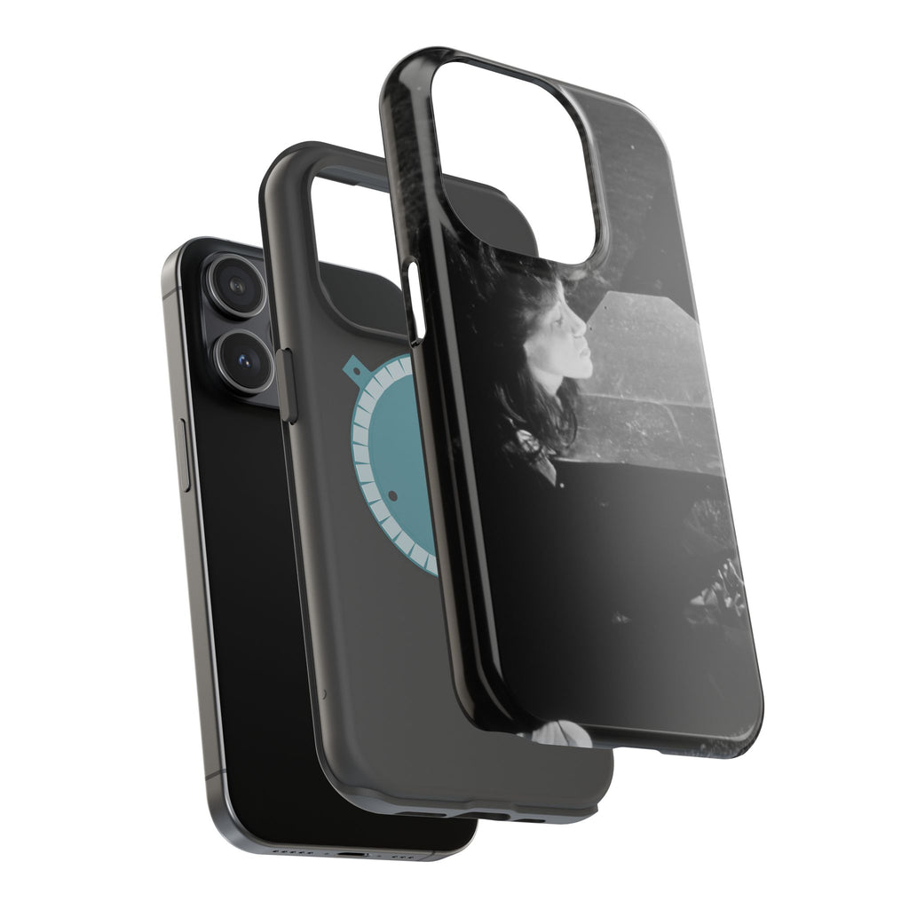 Black and White  Americana Portrait Phone Case | Magnetic Impact-Resistant Case |woman sunning herself with foil | 1970s Americana | gift