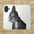 Monochrome Gladiator Victorian Cat Portrait Flip Case | Antique  Cat monochrome funny picture | cat with helmet case | cat lover gift