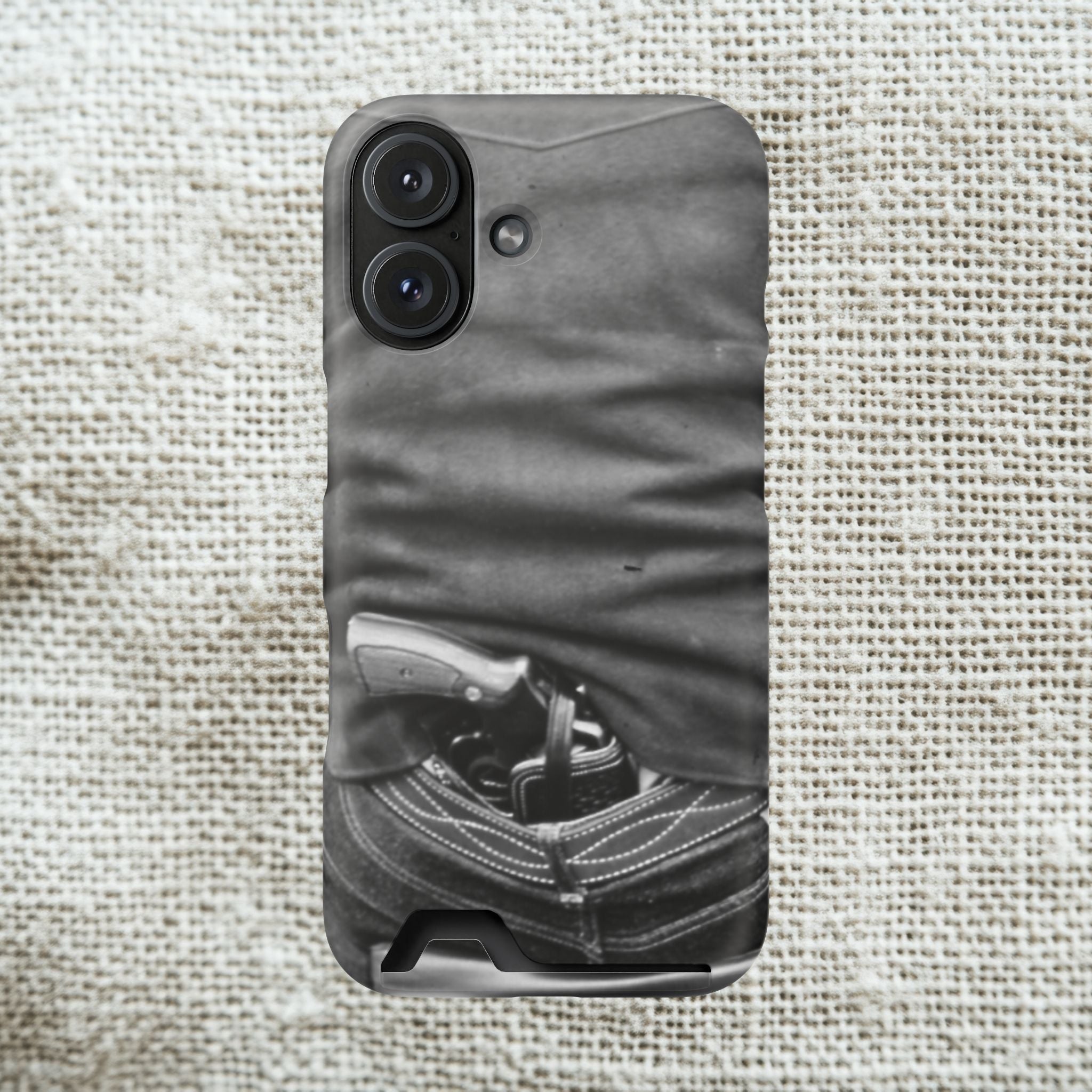 Vintage Revolver in Pocket phone case 2 card holder | Samsung 26 iphone 17 16 15 | Masculine | Monochrome Americana | rustic office decor