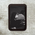Black and White  Americana Portrait Phone wallet | Magnetic |woman sunning herself with foil | 1970s Americana | gift | card wallet