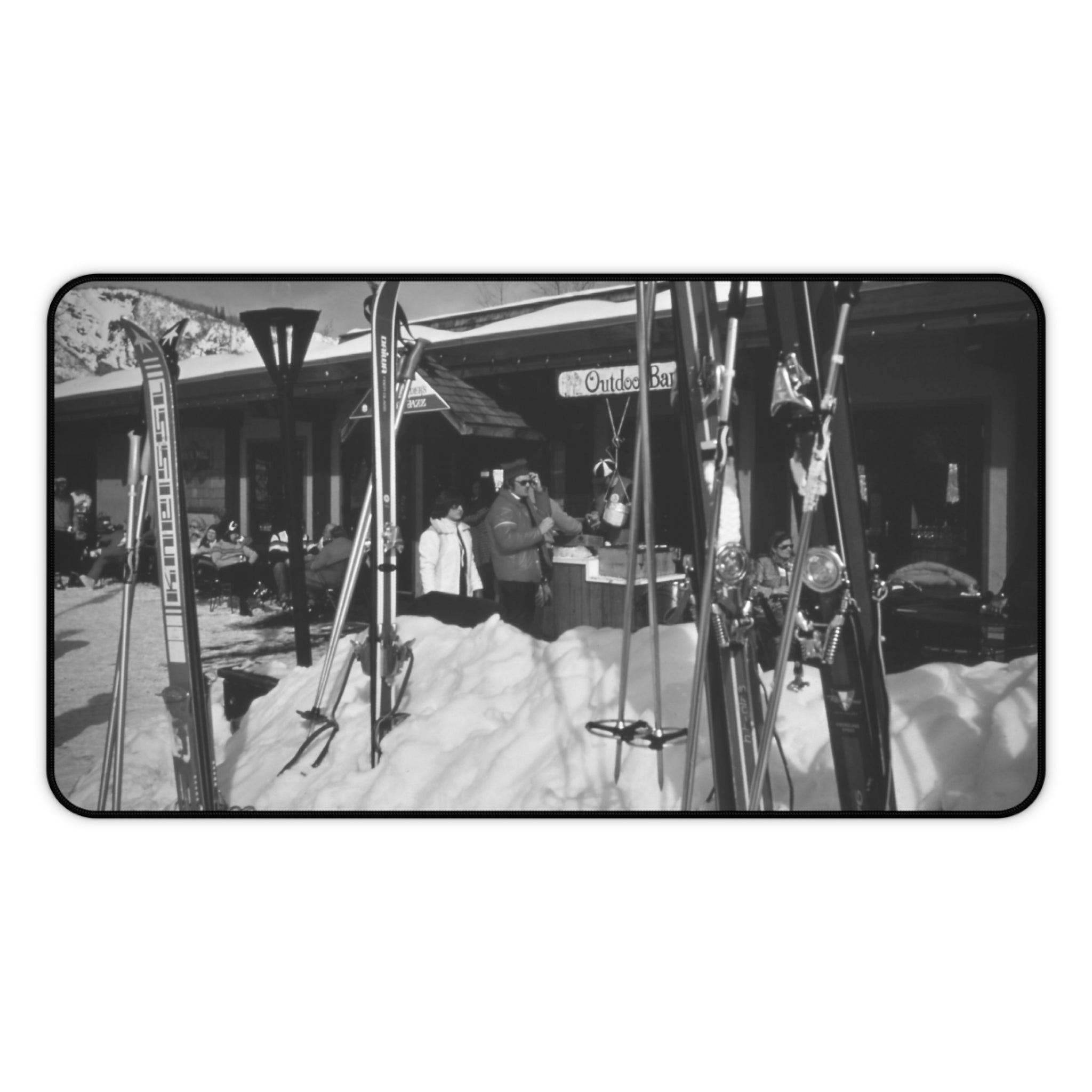 Vintage Vail Colorado Photo Desk Mat | Retro Snowy Skis Mousepad | downtown vail | ski lodge office decor | monochrome desk mat