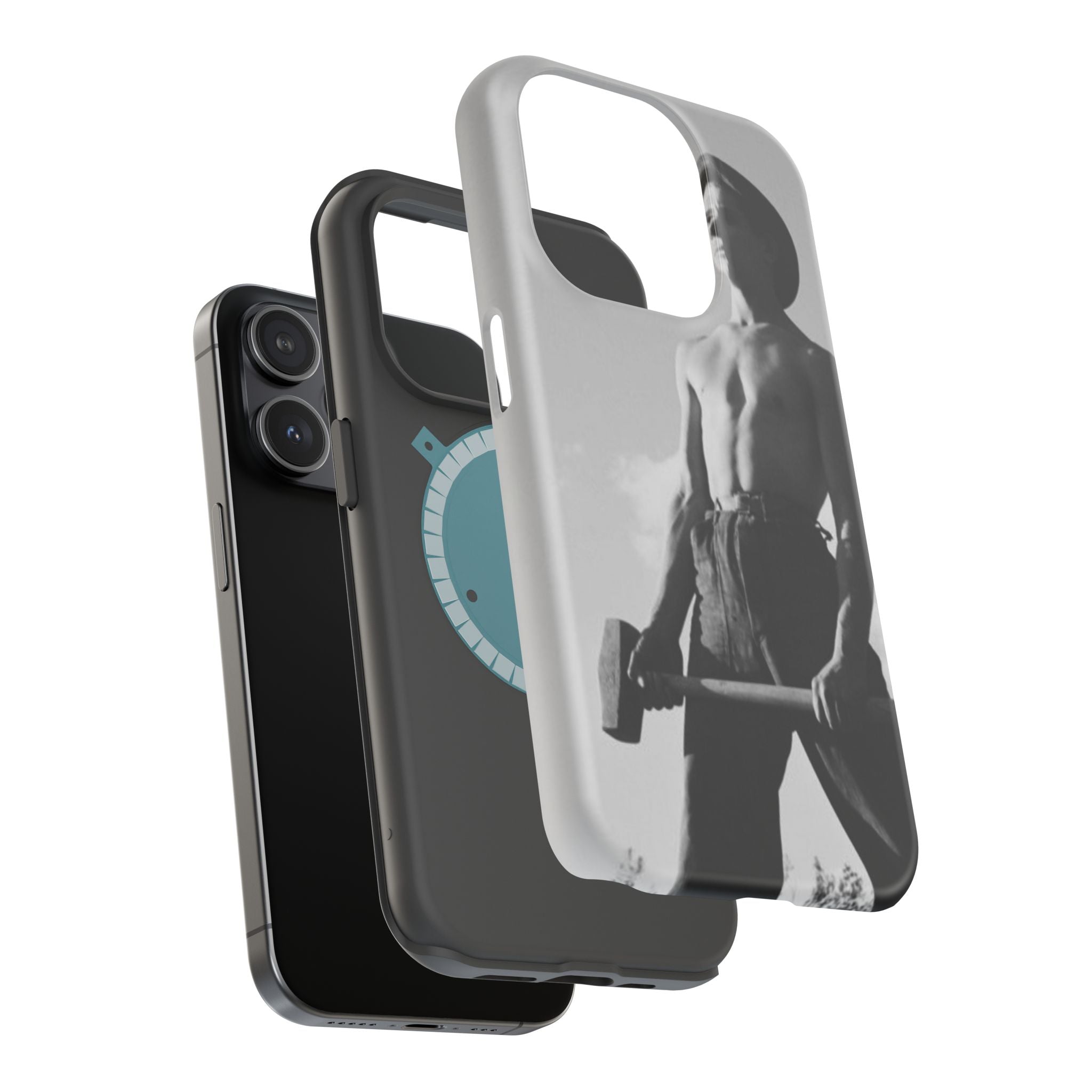 Shirtless Farmer with Sledgehammer Phone Case | Impact-Resistant Magnetic