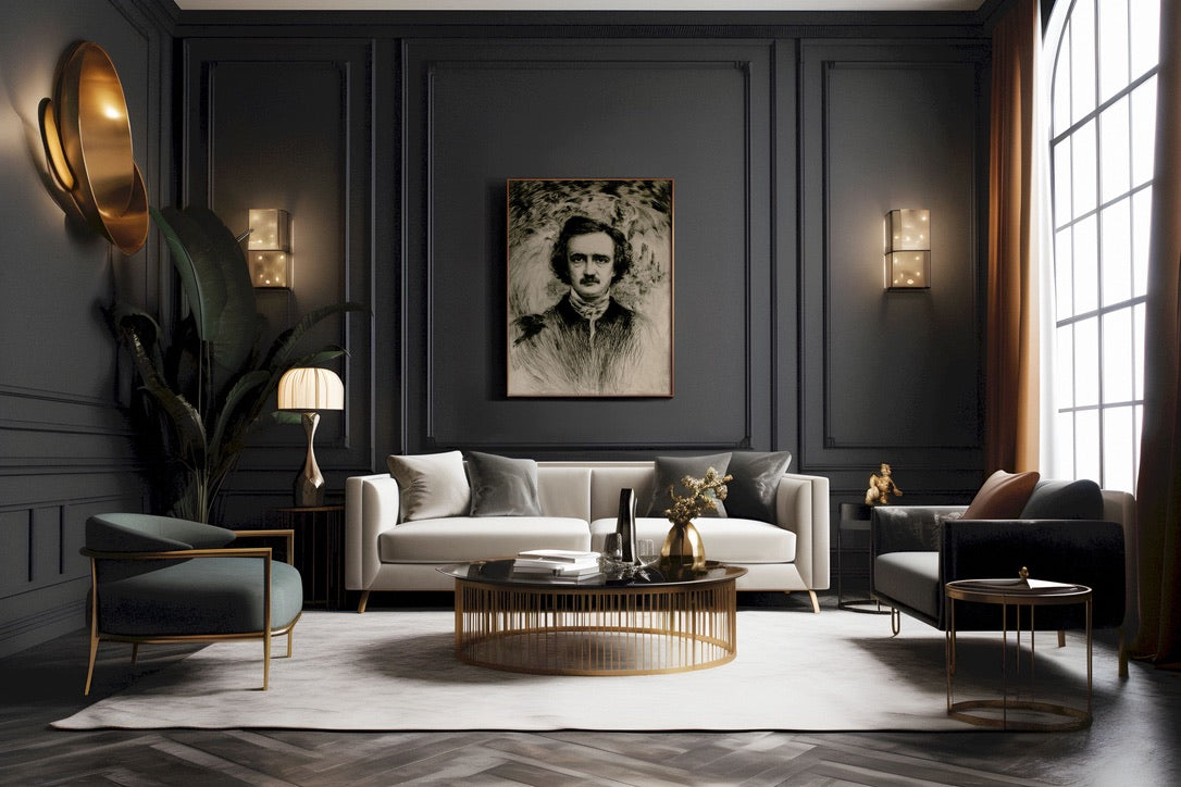 wall art Edgar Allan Poe  | Gothic Literature Wall Art | Vintage Literary Print | Dark Academia Decor | Classic Author Portrait