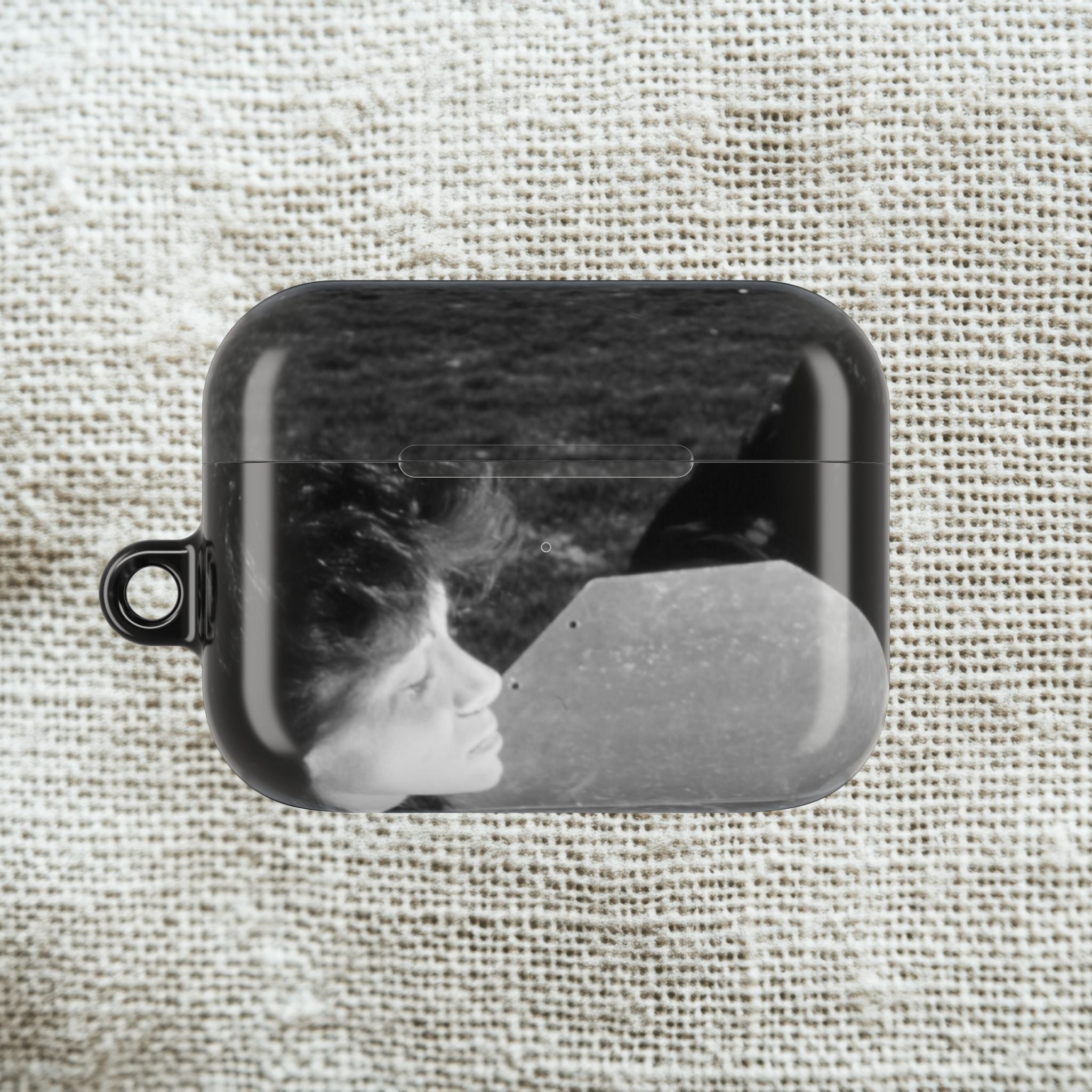 Black and White  Americana Portrait airpod Case | Magnetic Impact-Resistant Case |woman sunning herself with foil | 1970s Americana | gift