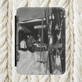 Vail Village Scene Kindle Case | Retro Ski Equipment, Snowy Cabin | monochome American | Unique gift