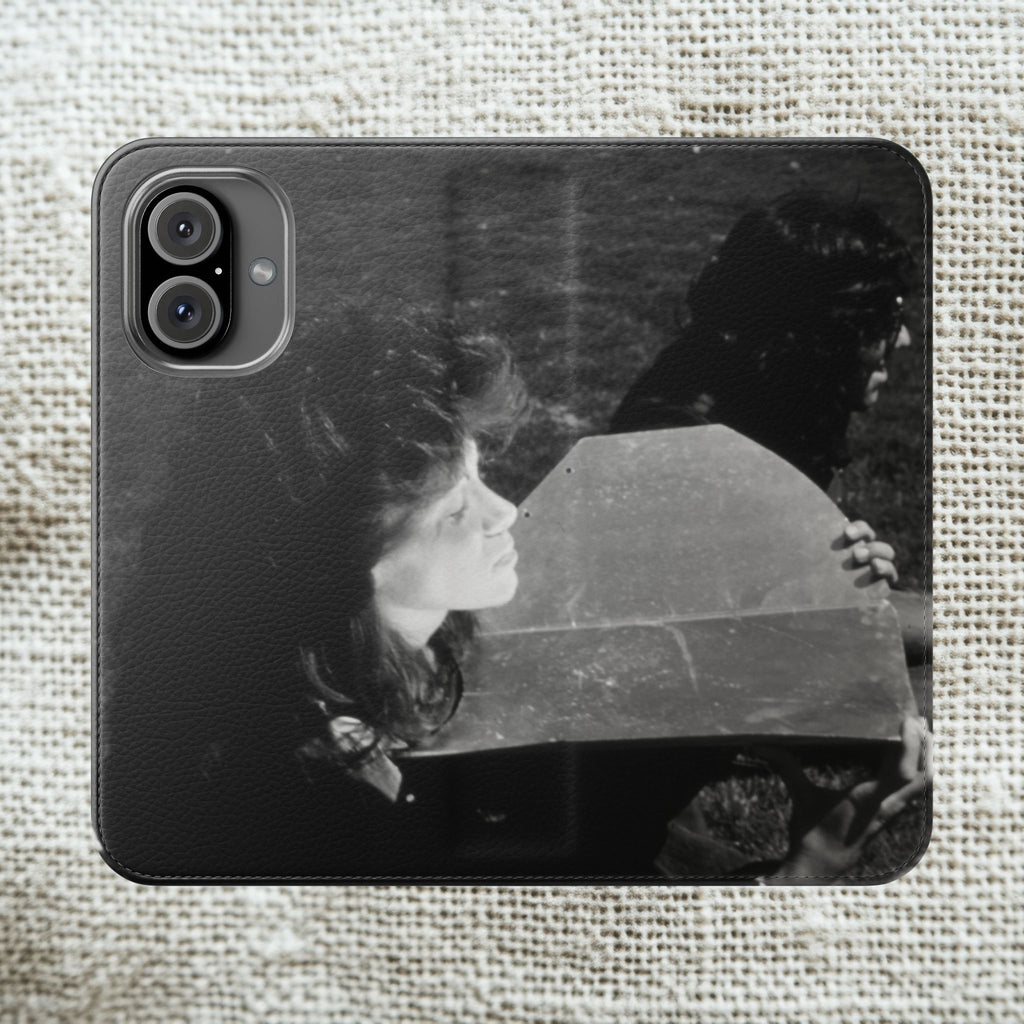 Black and White  Americana Portrait flip Phone Case | flip Case |woman sunning herself with foil | 1970s Americana | Graduation gift