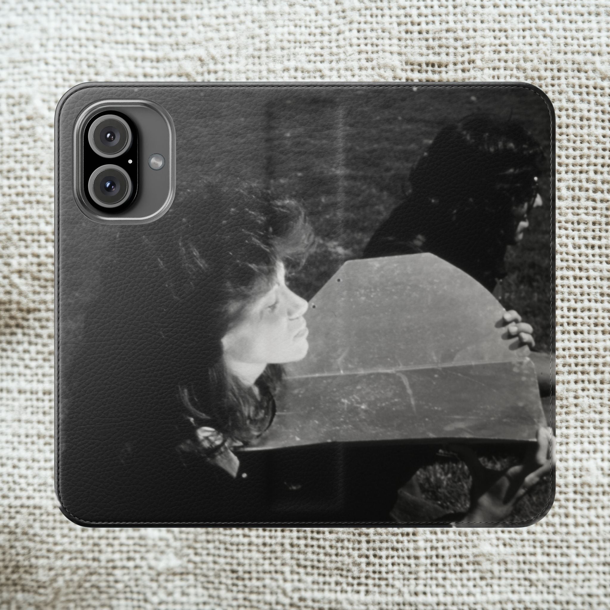 Black and White  Americana Portrait flip Phone Case | flip Case |woman sunning herself with foil | 1970s Americana | Graduation gift