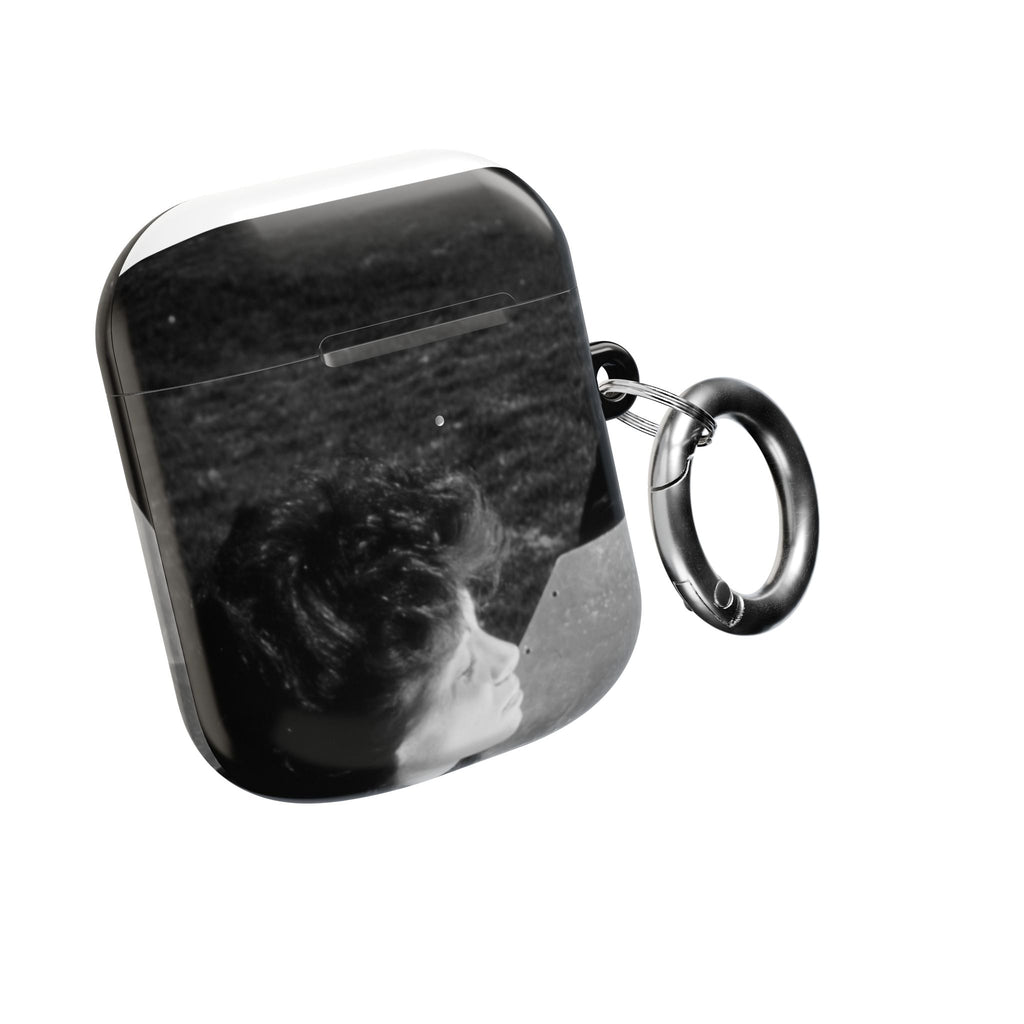 Black and White  Americana Portrait airpod Case | Magnetic Impact-Resistant Case |woman sunning herself with foil | 1970s Americana | gift